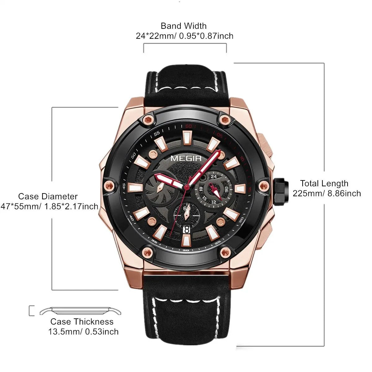 MEGIR Men's Watches Top Brand Luxury Casual Sports Wrist Watch Leather Strap Quartz Male Clock Chronograph Relogio Masculino 2122 by MEGIR WATCH GROUP