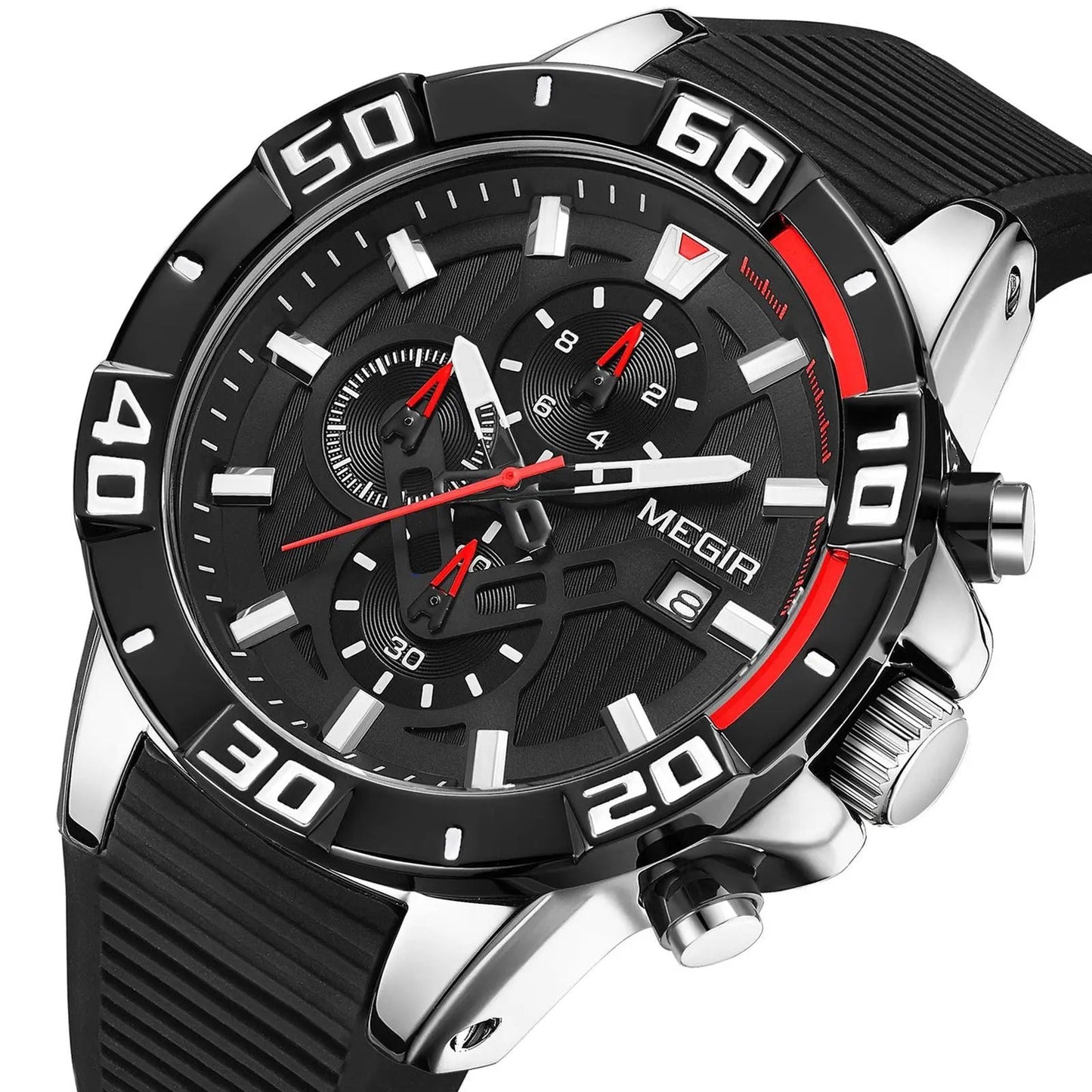 MEGIR Men Wristwatch Top Brand Luxury Silicone Strap Sport Watches Waterproof Luminous Quartz Clock Chronograph Reloj Hombre 2121 by MEGIR WATCH GROUP