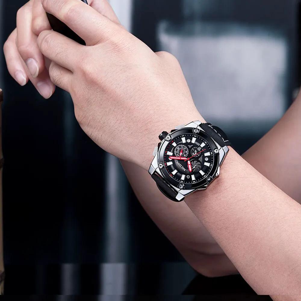 MEGIR Men's Watches Top Brand Luxury Casual Sports Wrist Watch Leather Strap Quartz Male Clock Chronograph Relogio Masculino 2122 by MEGIR WATCH GROUP