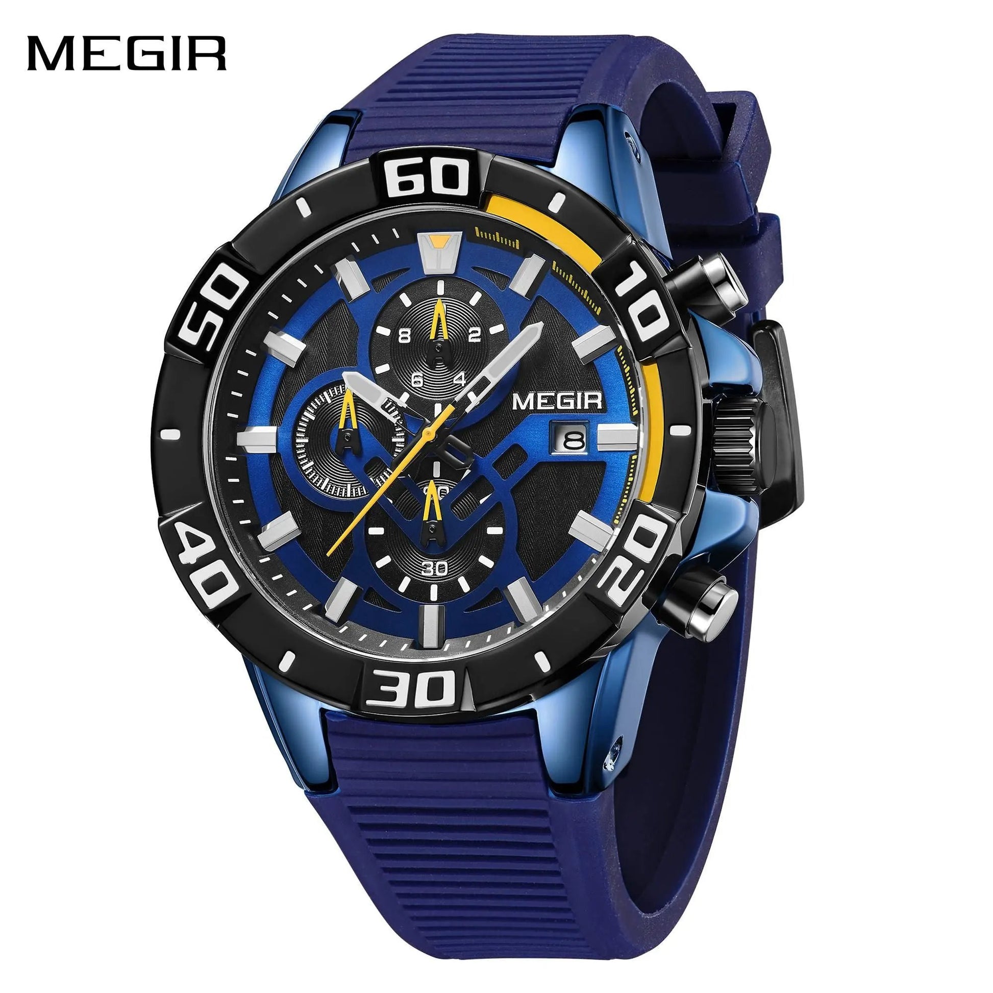 MEGIR Men Wristwatch Top Brand Luxury Silicone Strap Sport Watches Waterproof Luminous Quartz Clock Chronograph Reloj Hombre 2121 by MEGIR WATCH GROUP