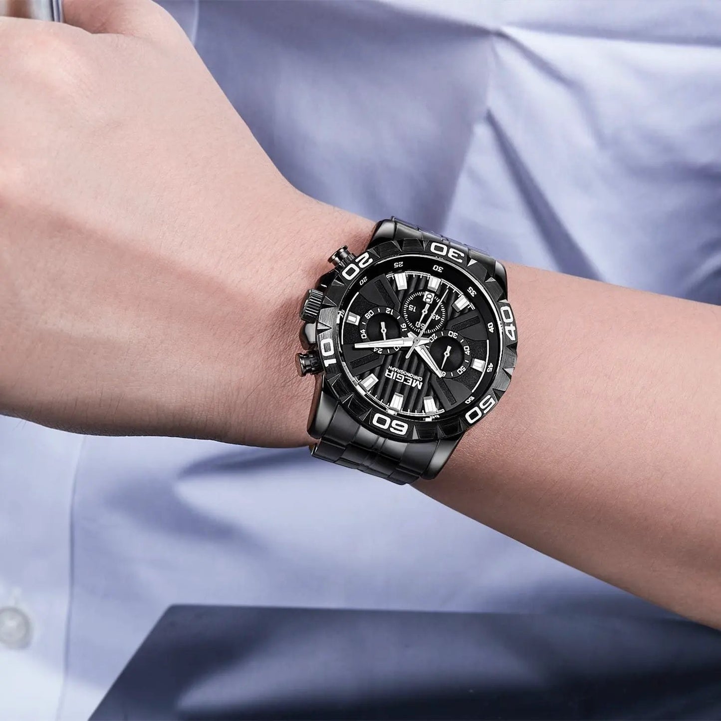 MEGIR Watches Business Mens Watches Top Brand Luxury Quartz Casual Wristwatch Date Clock Waterproof Wrist Watch Chronograph 2087 by MEGIR WATCH GROUP