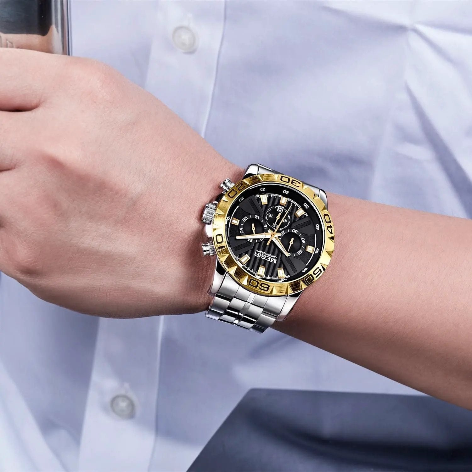 MEGIR Watches Business Mens Watches Top Brand Luxury Quartz Casual Wristwatch Date Clock Waterproof Wrist Watch Chronograph 2087 by MEGIR WATCH GROUP