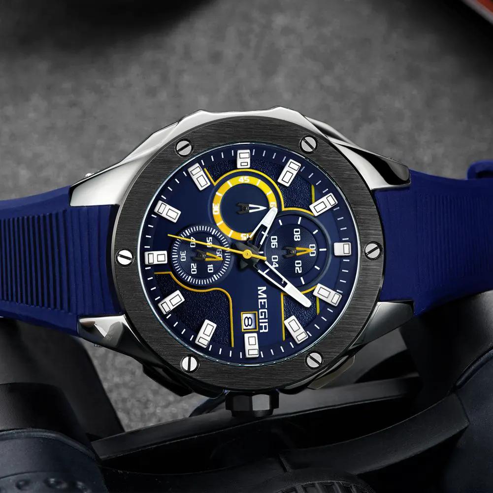 MEGIR Men Sport Military Watch Luxury Luminous Waterproof Chronograph Quartz Wristwatch Date Clock Relogio Masculino 2053 by MEGIR WATCH GROUP