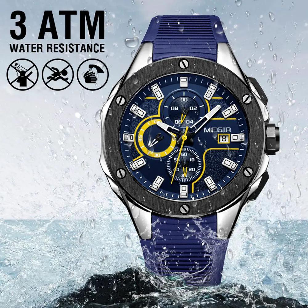 MEGIR Men Sport Military Watch Luxury Luminous Waterproof Chronograph Quartz Wristwatch Date Clock Relogio Masculino 2053 by MEGIR WATCH GROUP