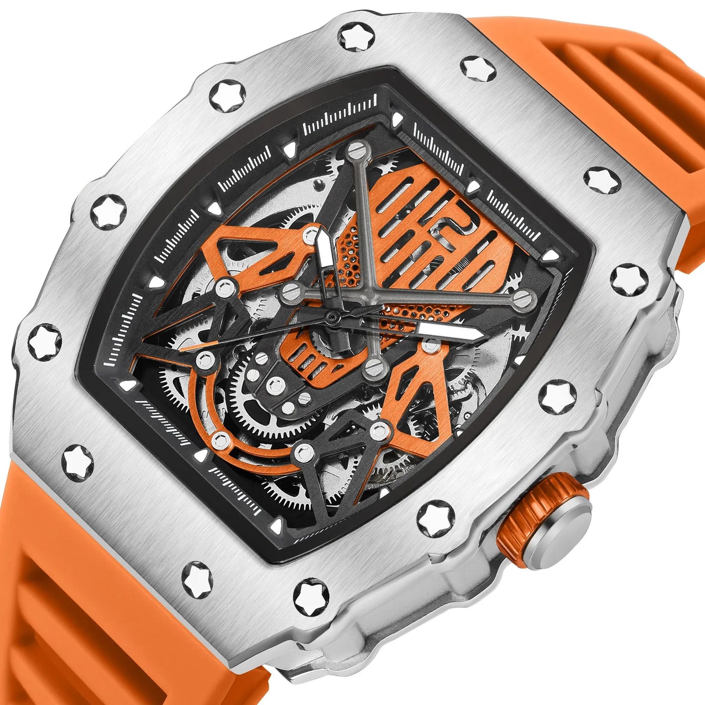 RUIMAS Luxury Watch Men Fashion Automatic Mechanical Watches Clock Silicone Strap Sport Casual Wristwatch Big Dial Reloj Hombre 341 by MEGIR WATCH GROUP