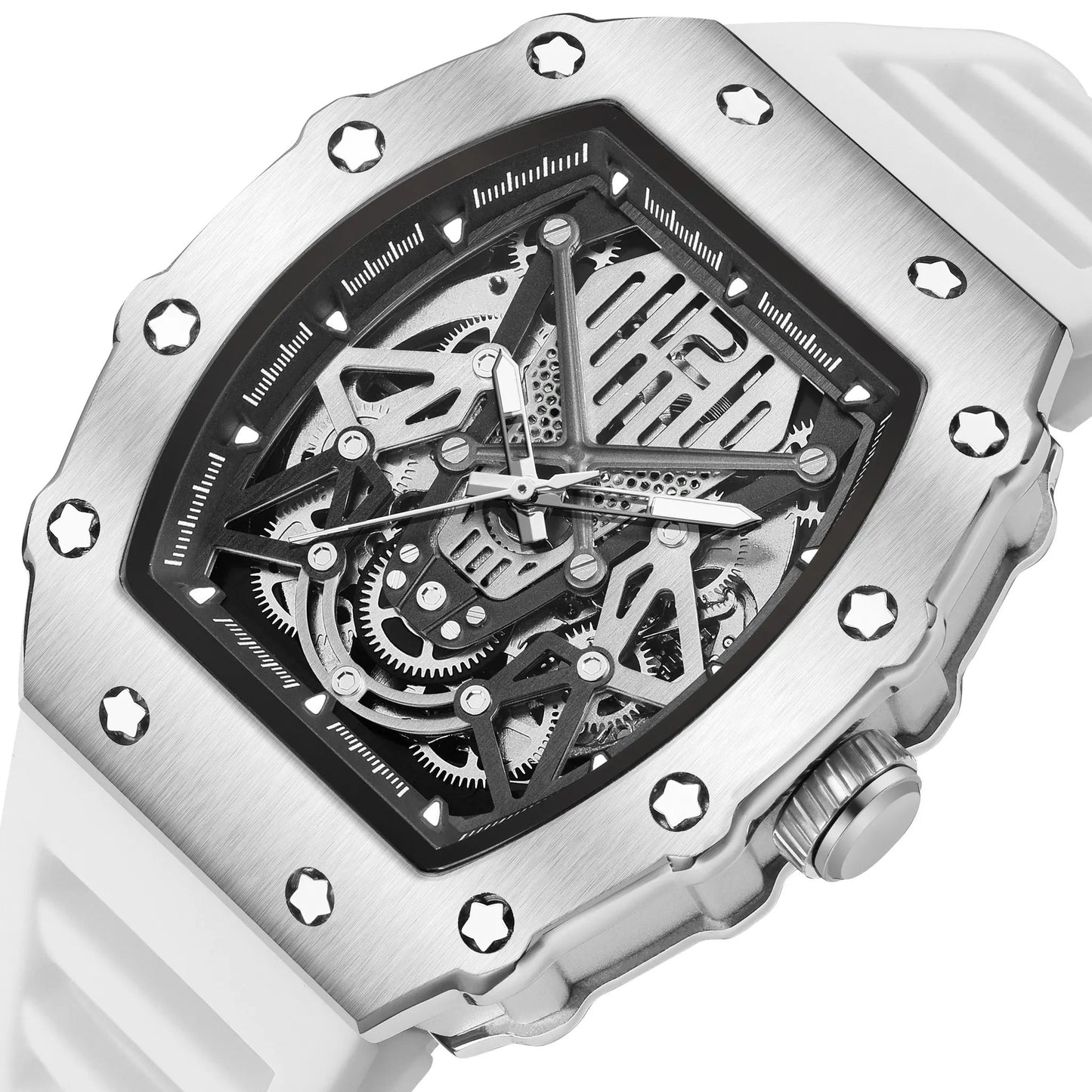 RUIMAS Luxury Watch Men Fashion Automatic Mechanical Watches Clock Silicone Strap Sport Casual Wristwatch Big Dial Reloj Hombre 341 by MEGIR WATCH GROUP