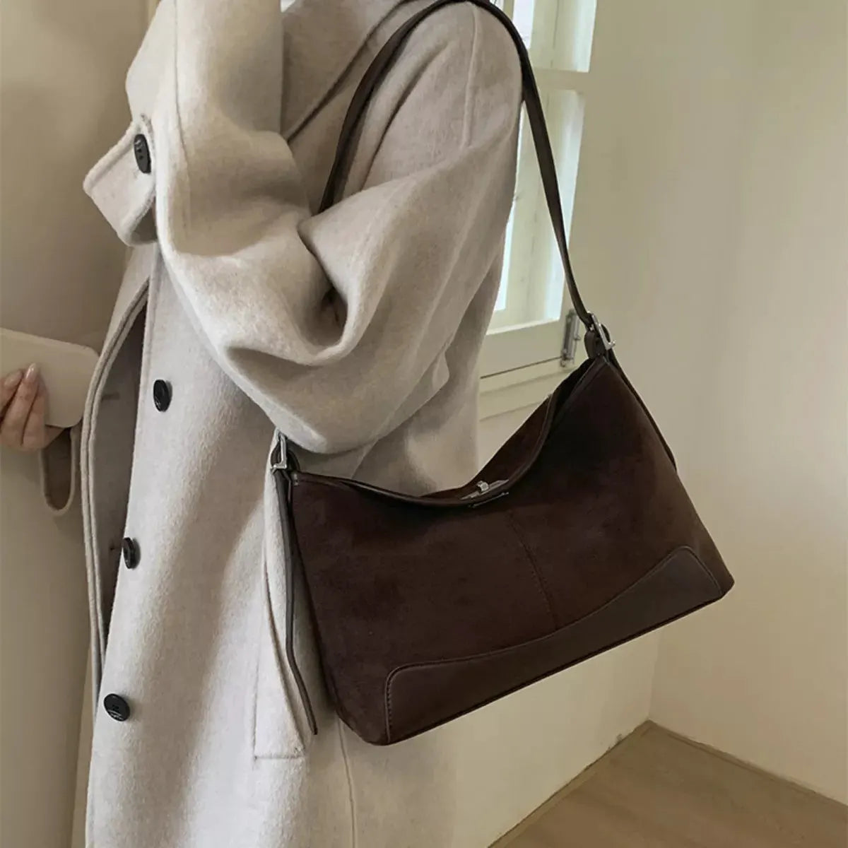 Suede Crossbody Bag with Adjustable Strap by Partner Label