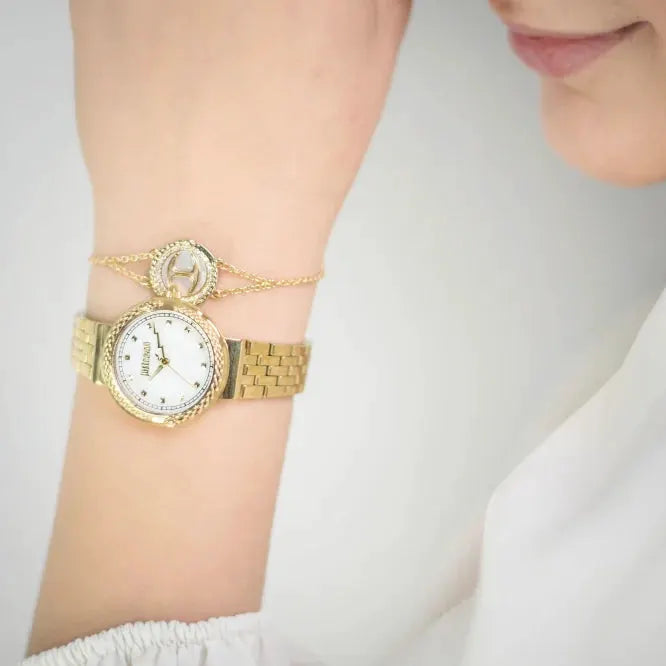 Just Cavalli Women's Gold Watch, White Mother-Of-Pearl Dial | Jc1l311m0025 by JUST CAVALLI