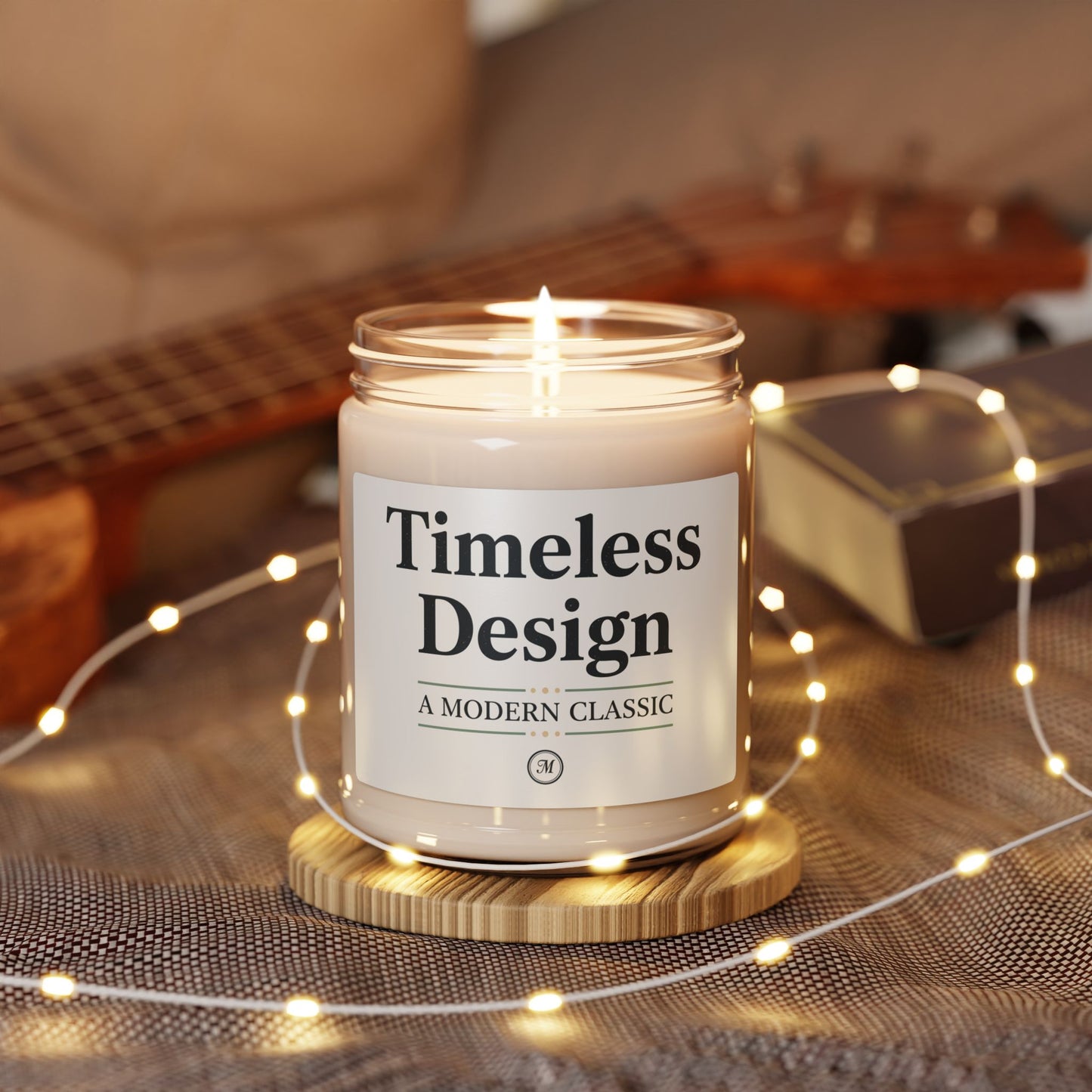Timeless Design Soy Candle | Retro Serif Typography, Literary Aesthetic