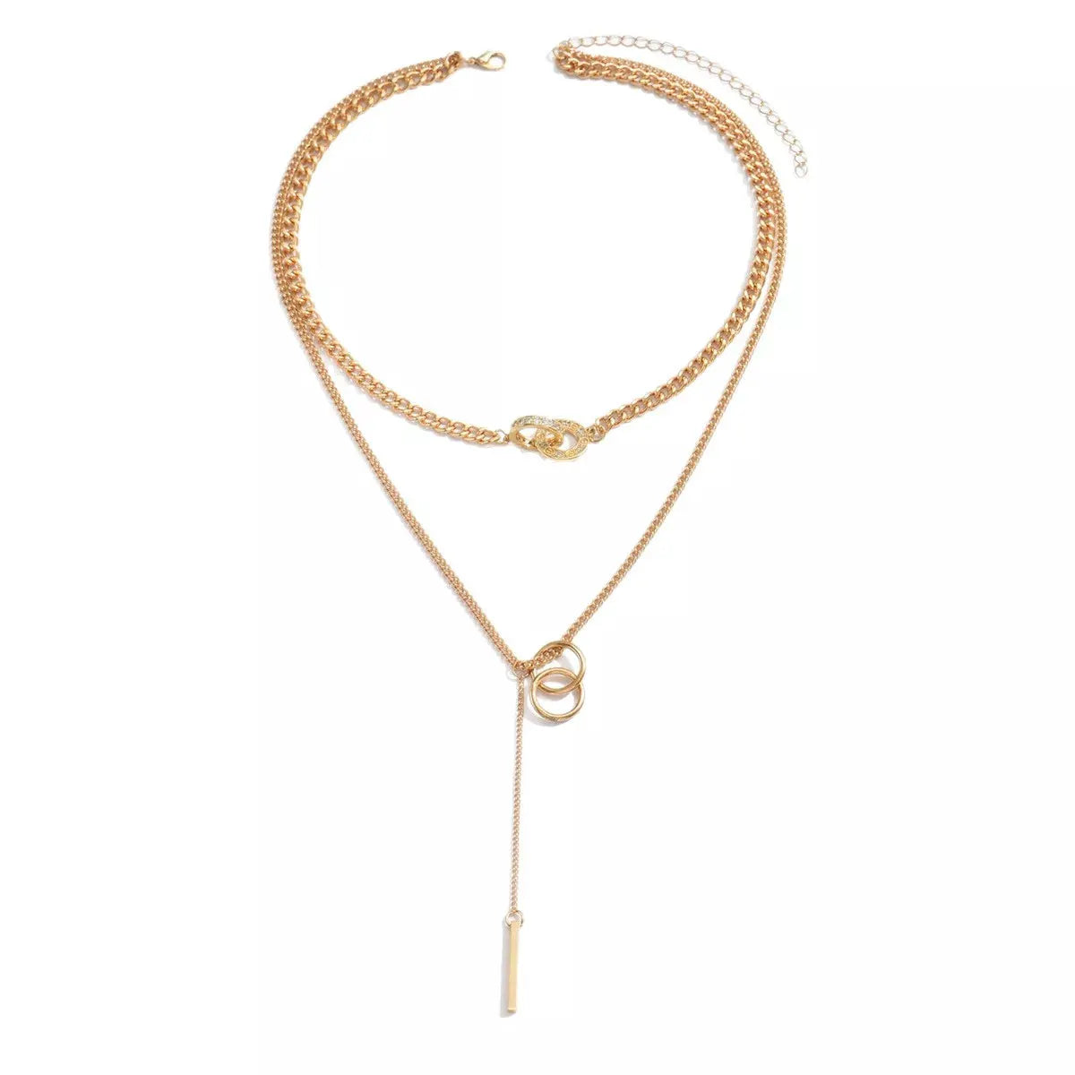 Double Layered Chain Y-Shaped Pendant Necklace by Partner Labels