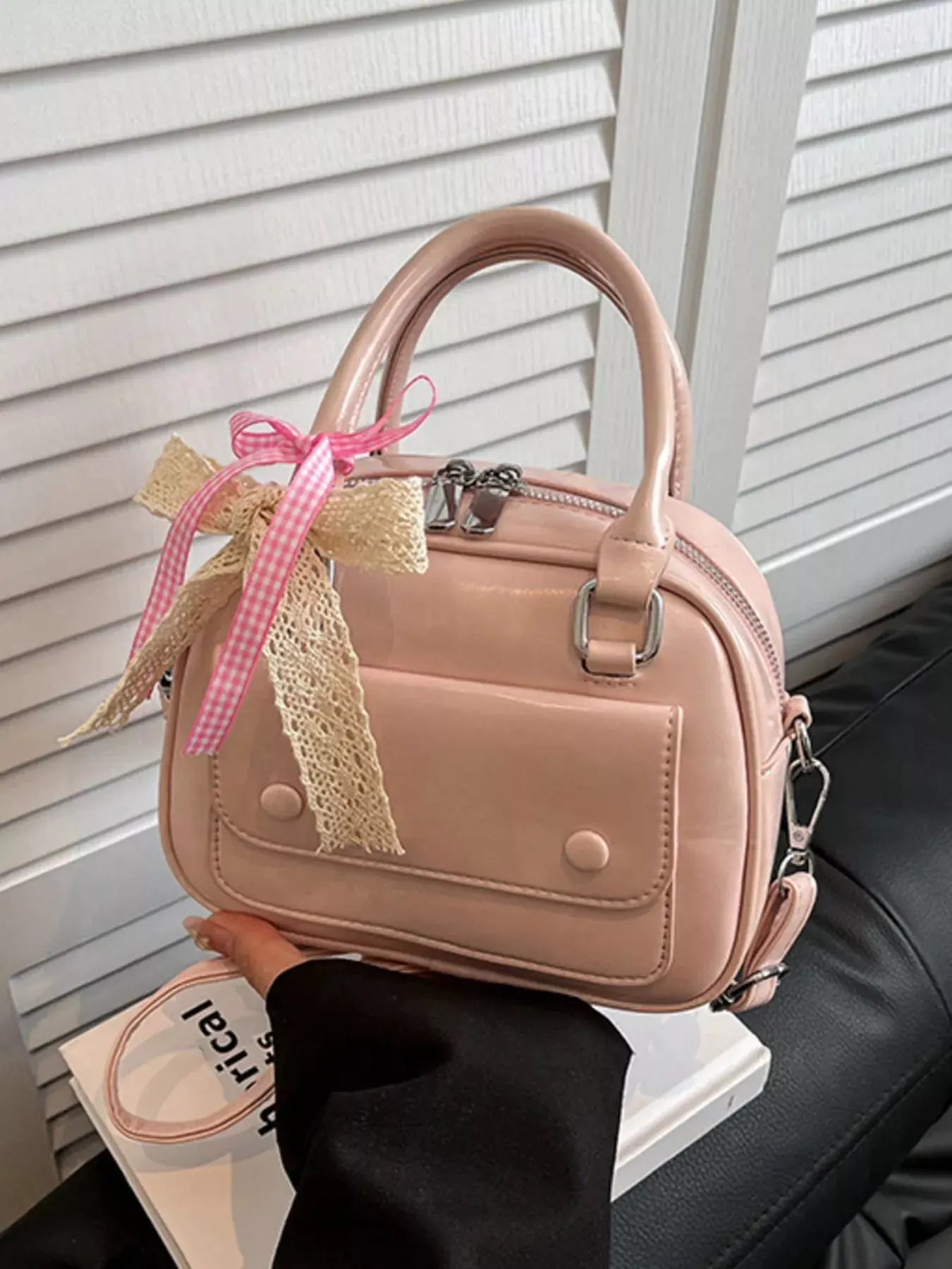 Bow Decor Top Handle Handbag by Partner Label
