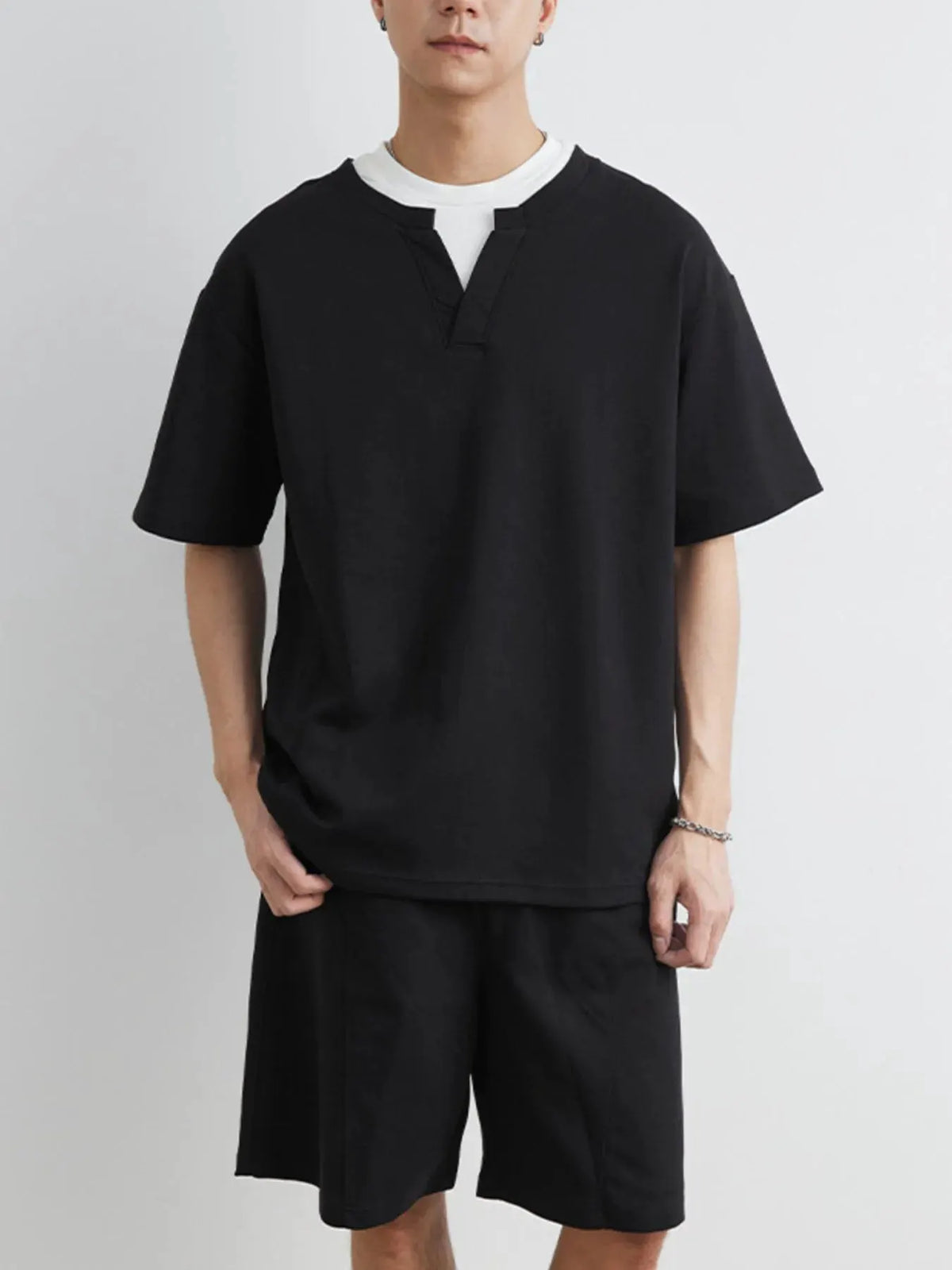 Men's Plus Size Half Sleeve Top and Shorts Set by Partner Label