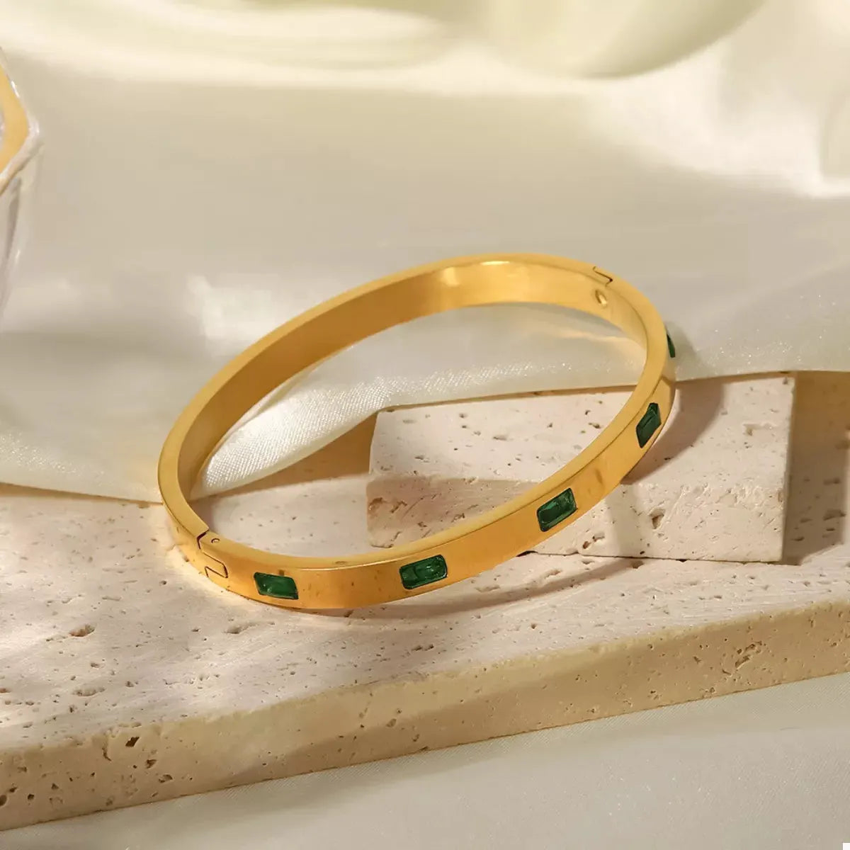 18K Gold-Plated Stainless Steel Zircon Bracelet by Partner Label