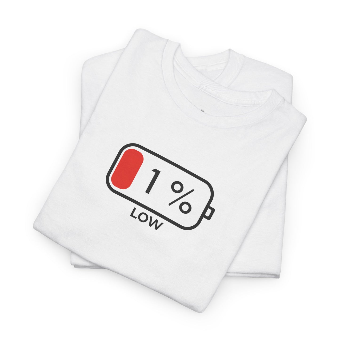 Low Battery Graphic T Shirt | Minimalist Battery Icon Unisex Casual Tee