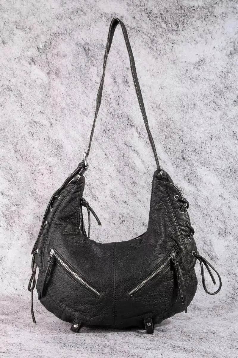 Fame Larger Leather Crescent Shoulder Bag by Partner Label