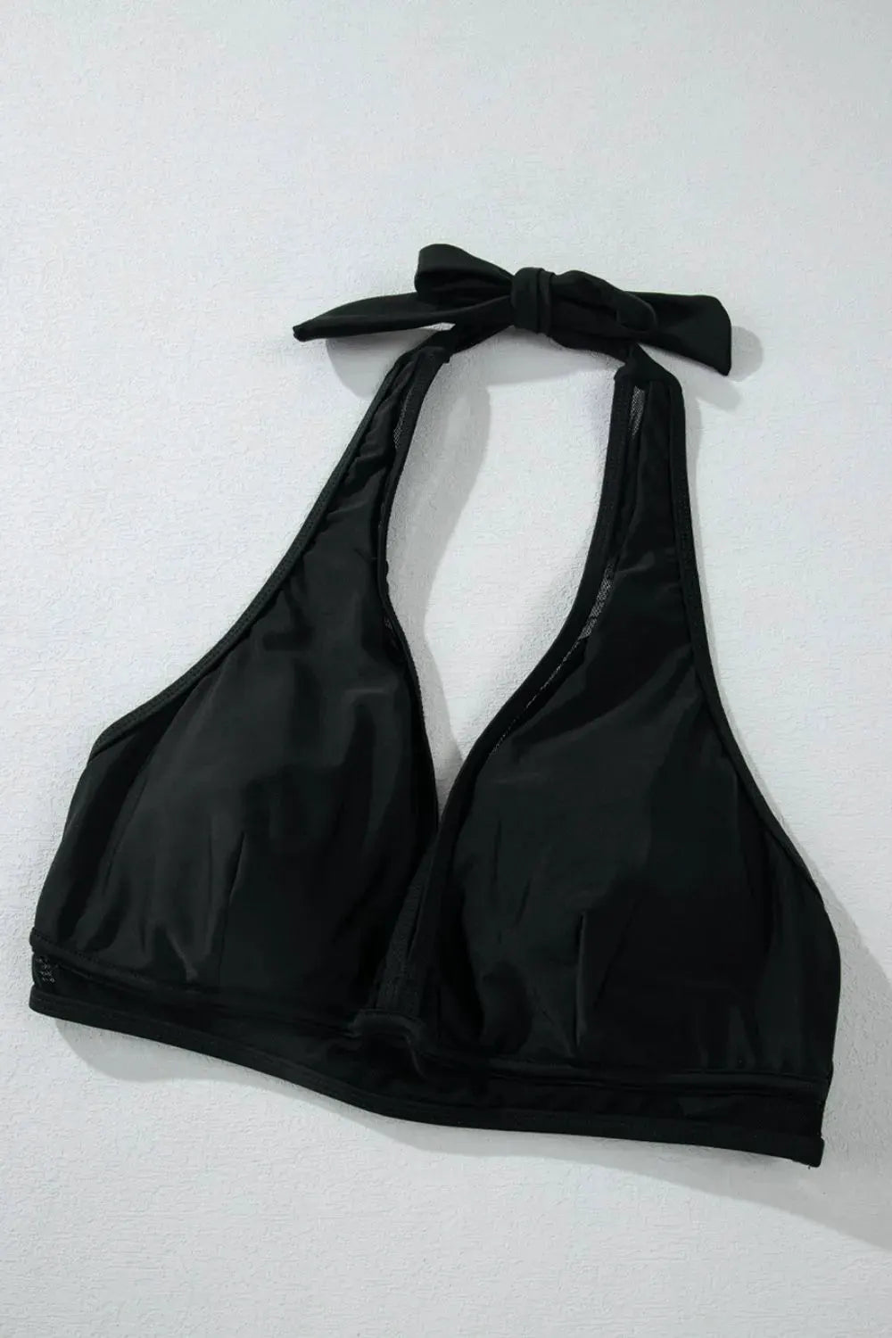 Sheer Mesh Edged Halter V Neck Push Up Bikini Set by Partner Label