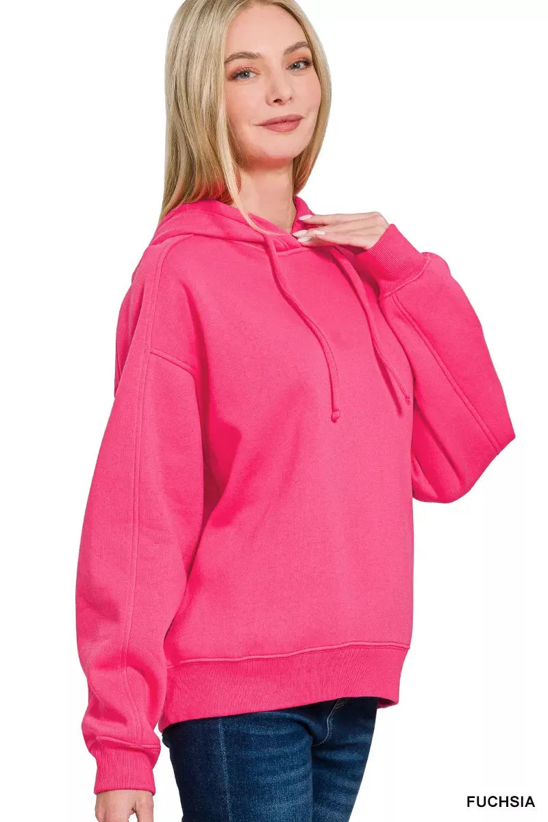 Zenana Drawstring Relaxed Fit Fleece Hoodie by Zenana
