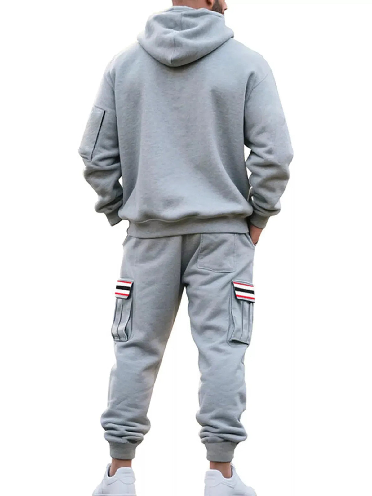 Men's Full Size Casual Half-Zip Hoodie and Cargo Pants Set Plus Size by Trendsi