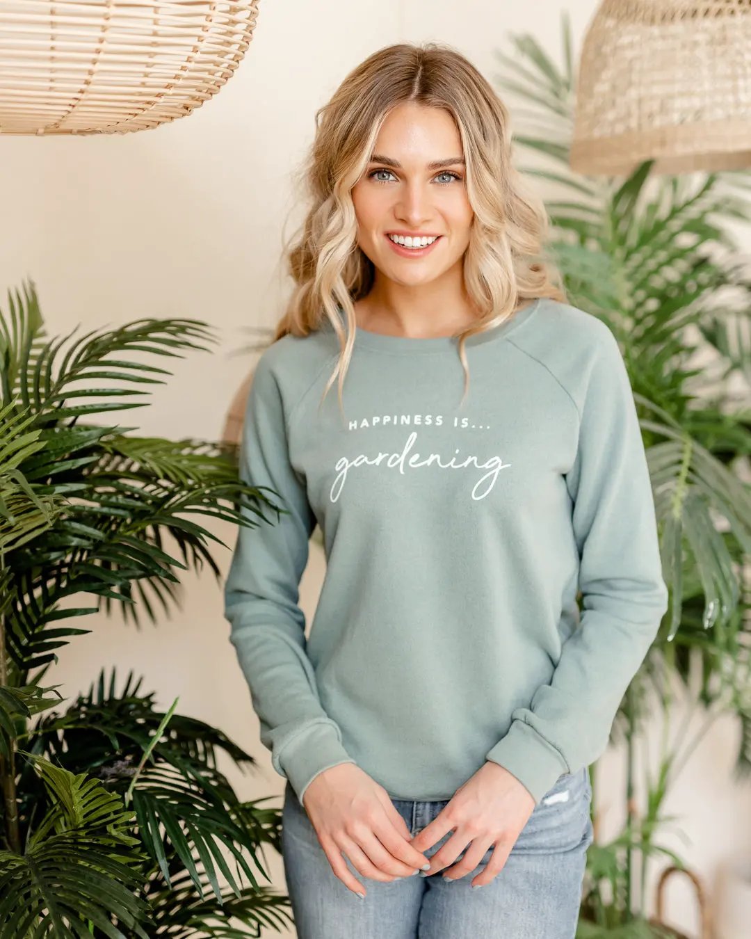Women's Gardening Crew Sweatshirt, Sage by Gardening