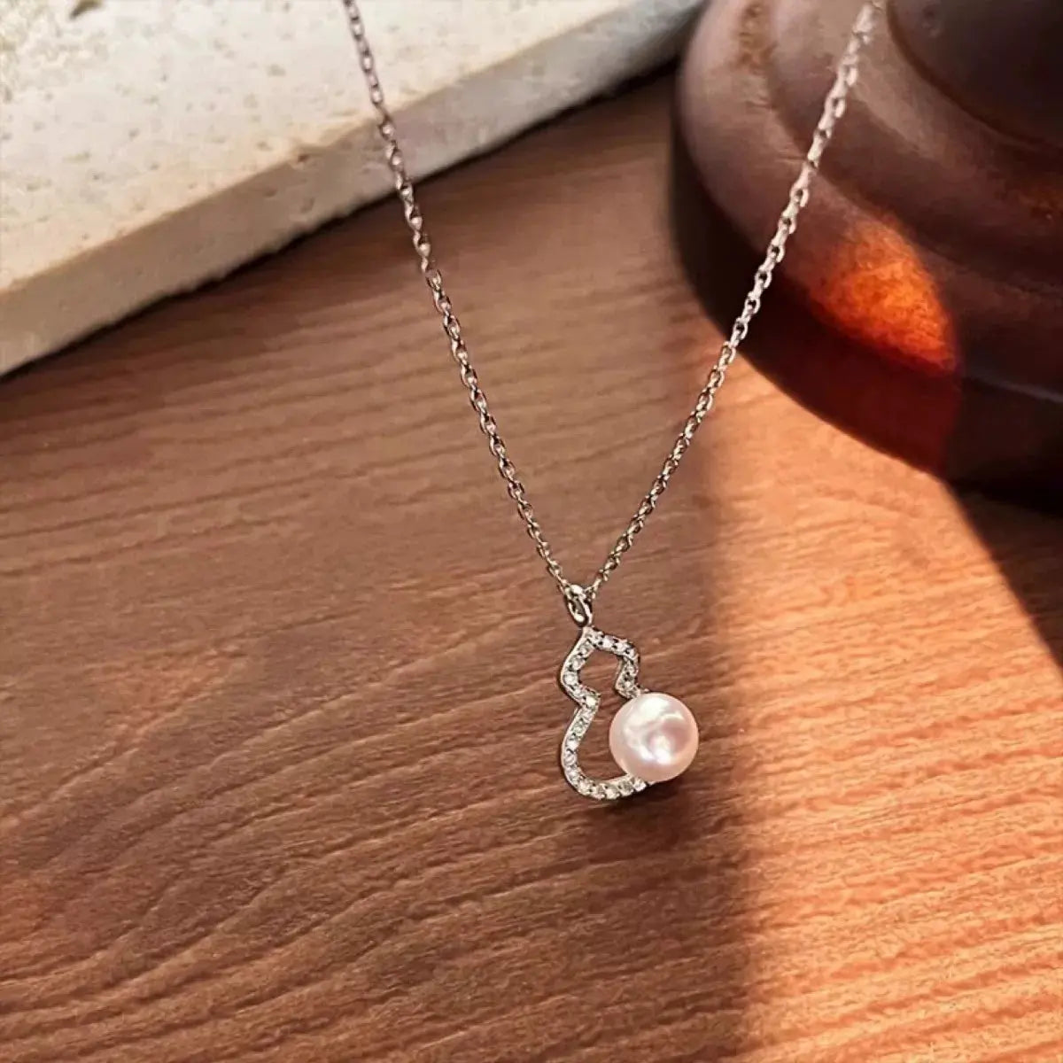 925 Sterling Silver Gourd Pearl Necklace by Partner Label