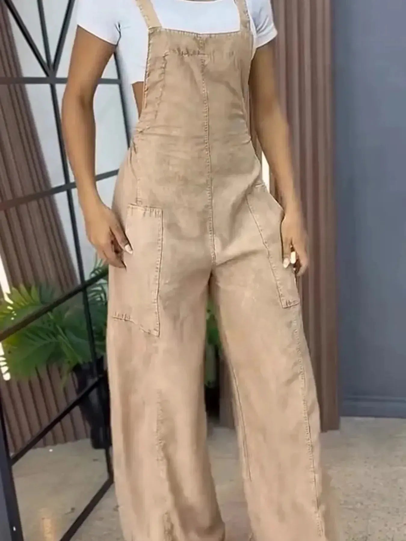 Full Size Wide Leg Washed Denim Overalls Plus Size by Partner Labels