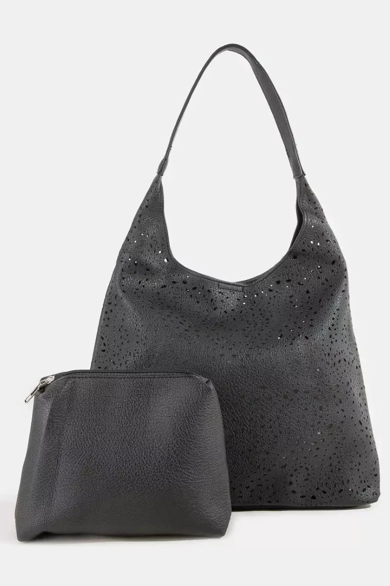 Fame Intricate Cutout Motif Leather Shoulder Bag by Partner Label