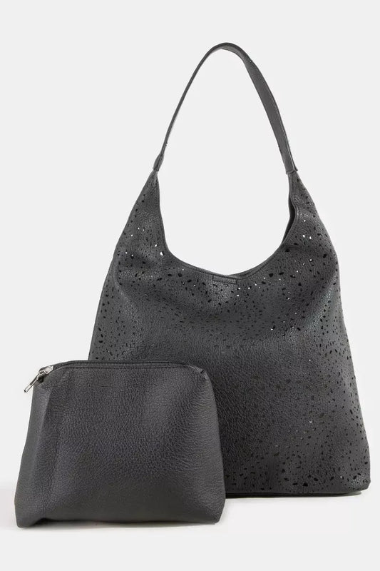 Fame Intricate Cutout Motif Leather Shoulder Bag by Partner Label