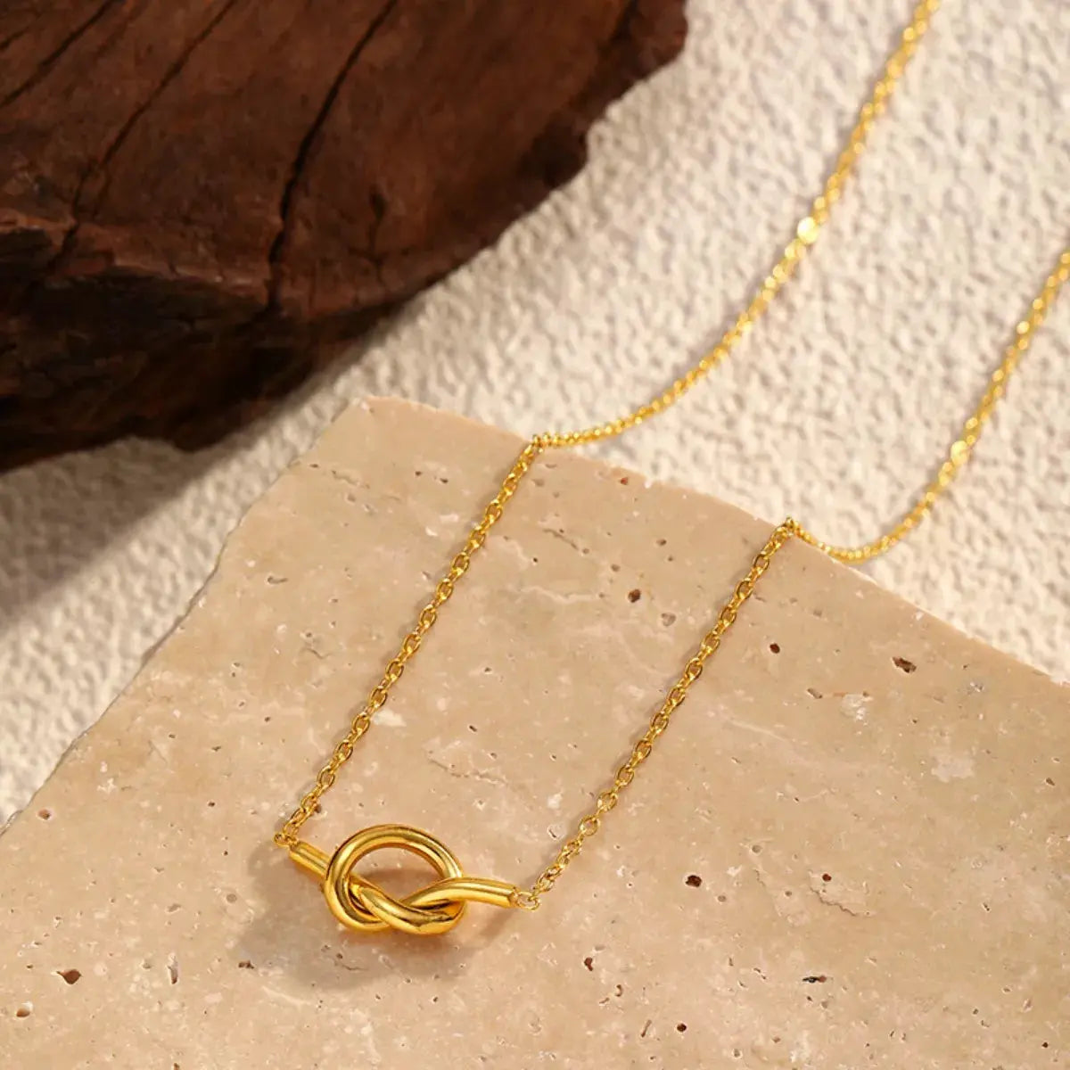 18K Gold-Plated Knot Pendant Necklace by Partner Labels