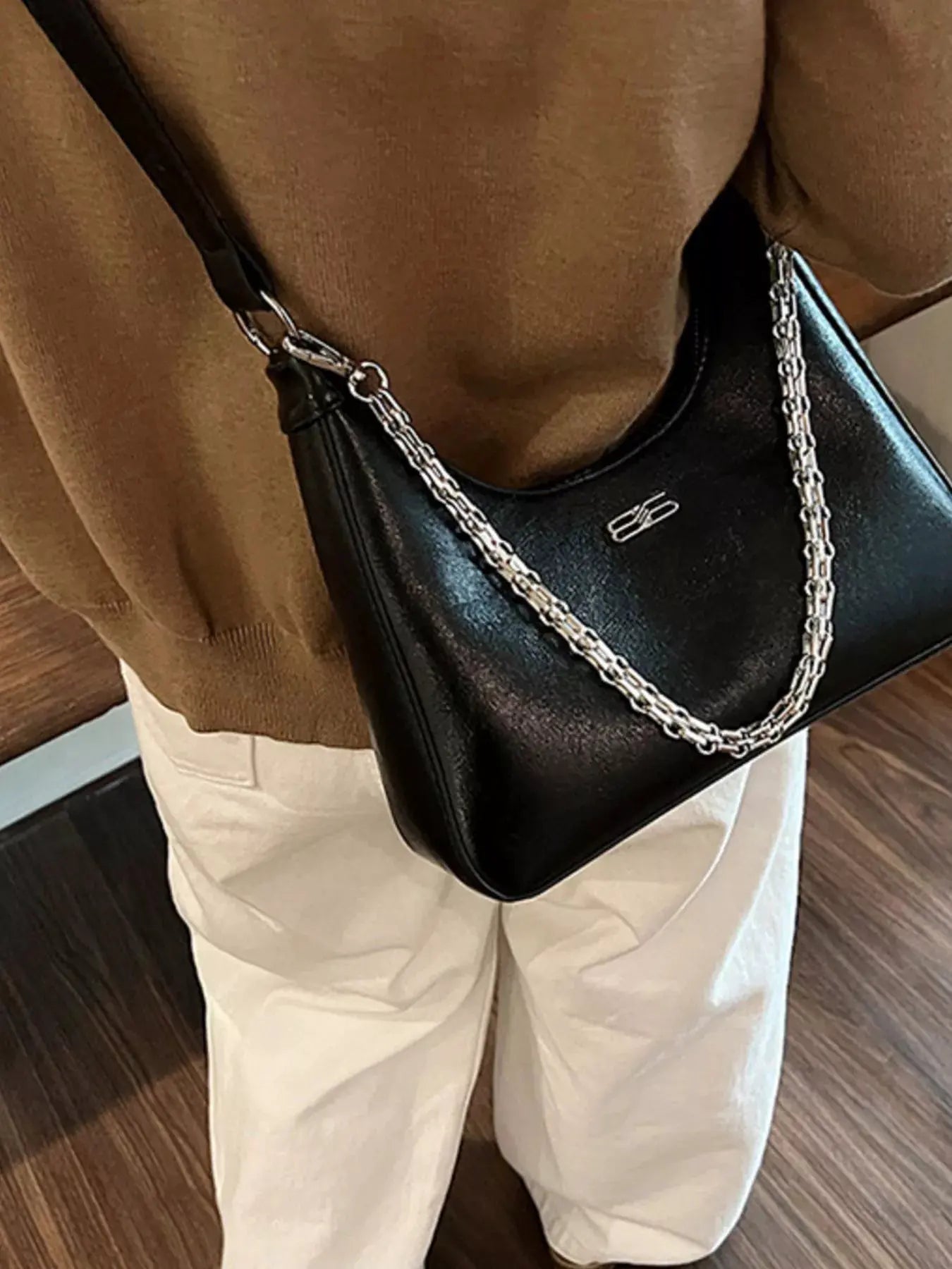 Chain-Accented Crossbody Bag by Partner Label