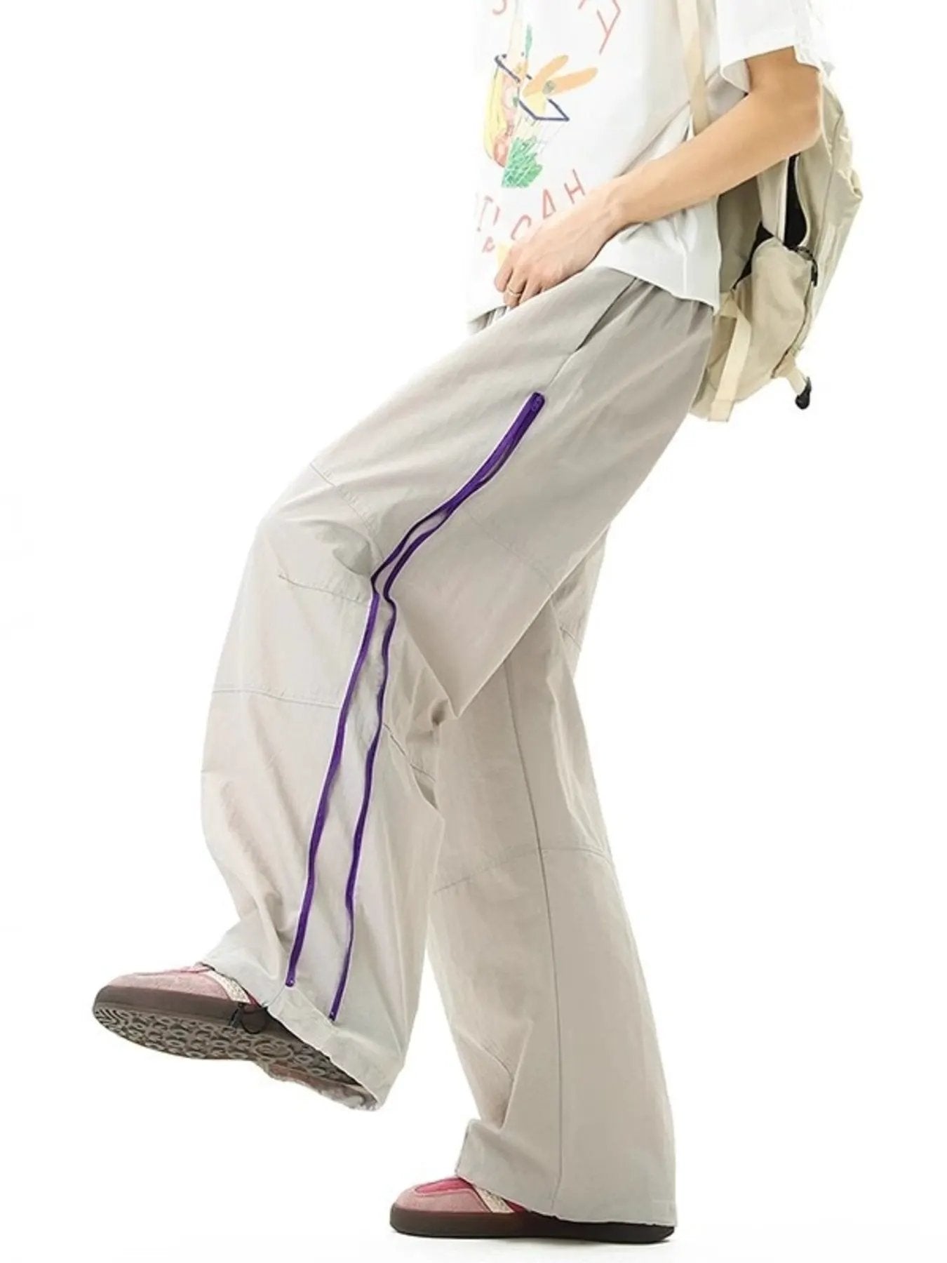 Men's Plus Size Striped Casual Loose-Fit Pants by Partner Label