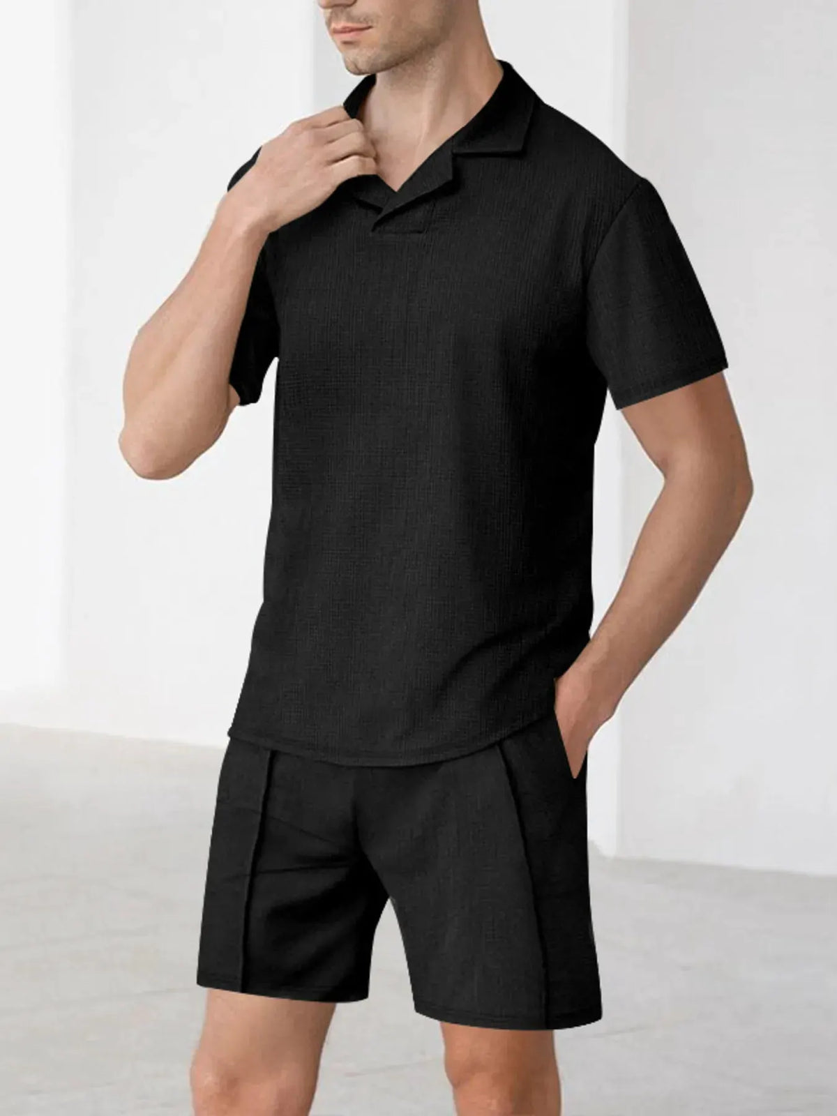 Men's Full Size Short Sleeve Top and Shorts Matching Set Plus Size by Trendsi