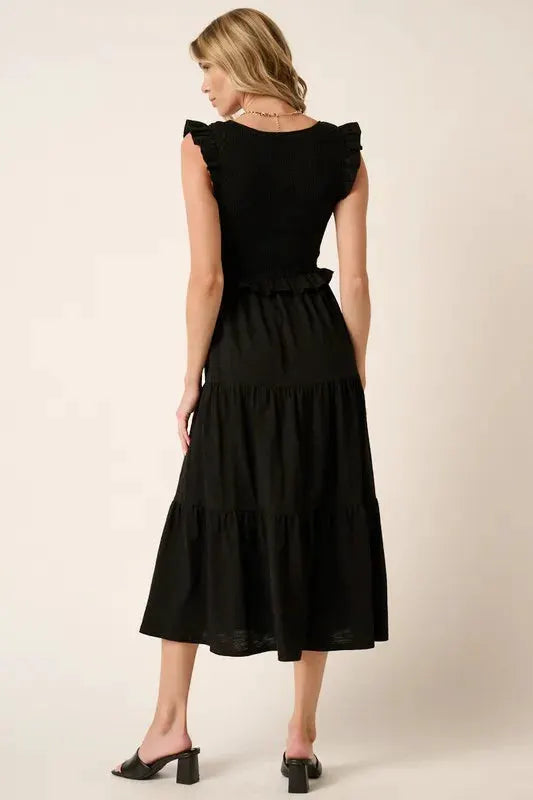 Mittoshop Smocked Ruffled Tiered Midi Dress by Mittoshop