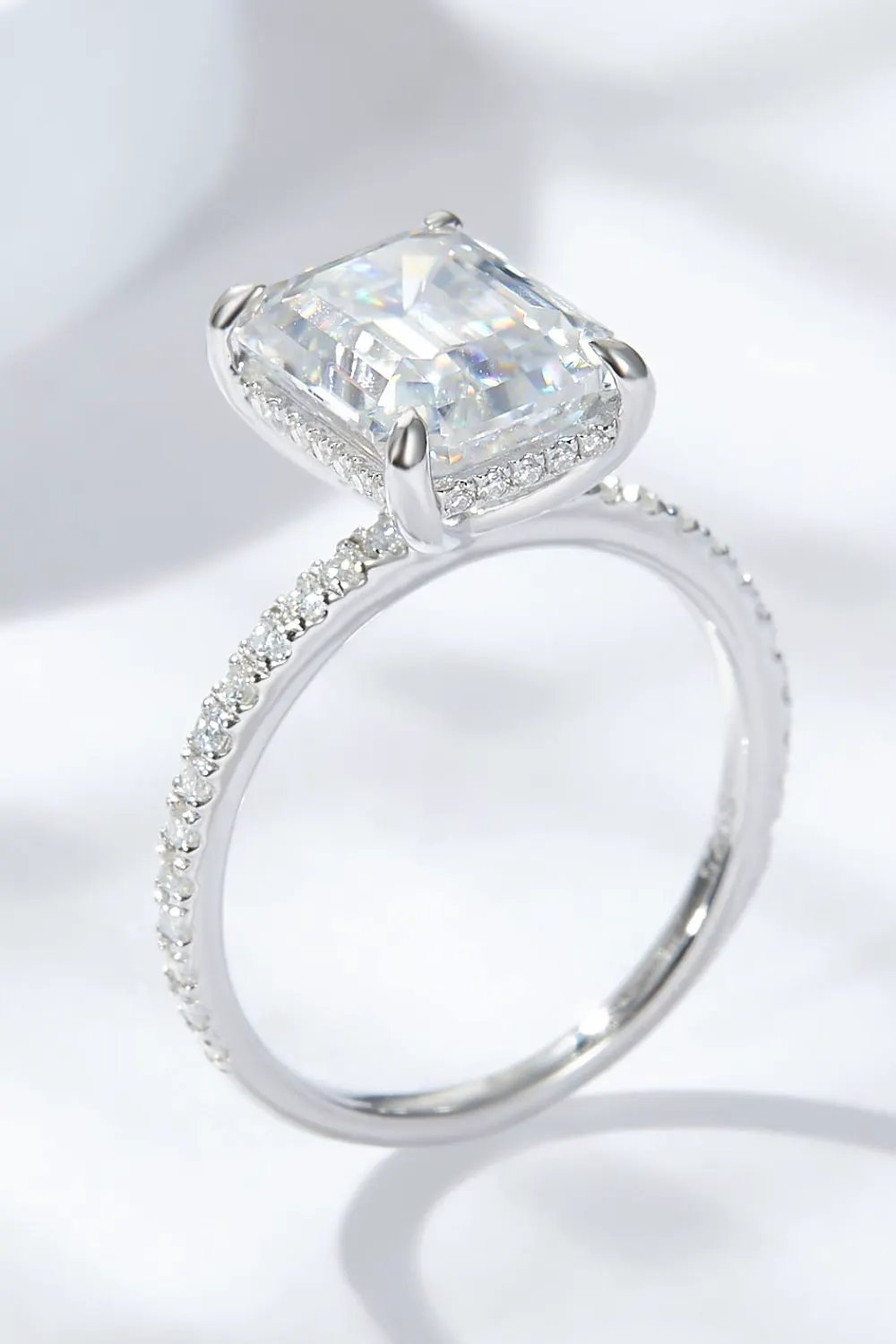 Emerald Cut 4 Carat Moissanite Side Stone Ring by Partner Label