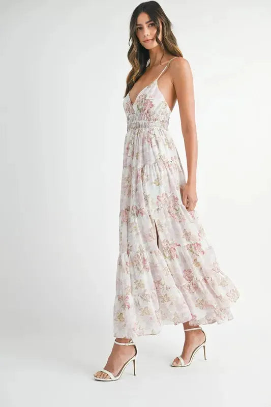 MABLE Floral Print Tiered Cami Maxi Dress by MABLE