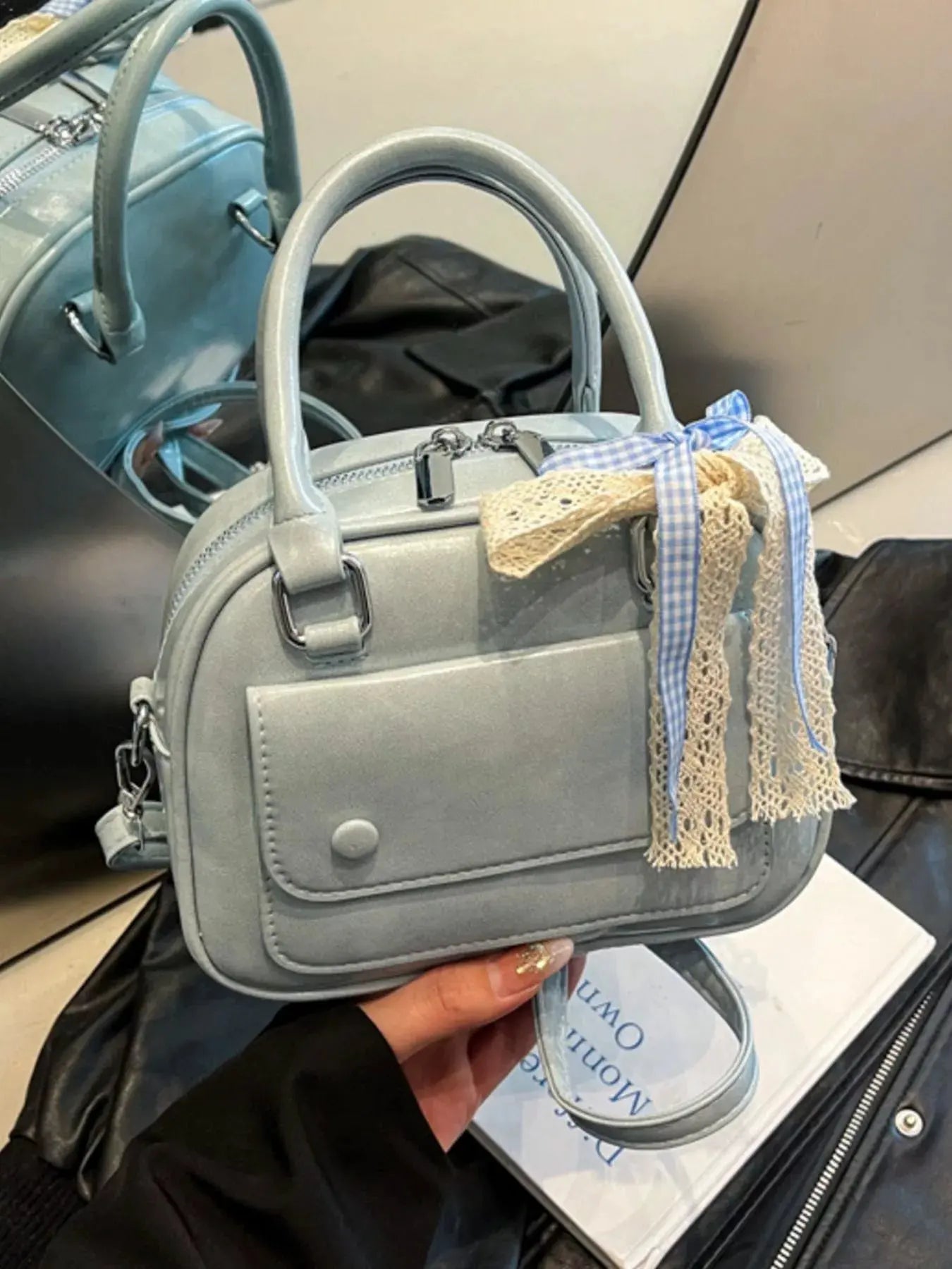 Bow Decor Top Handle Handbag by Partner Label