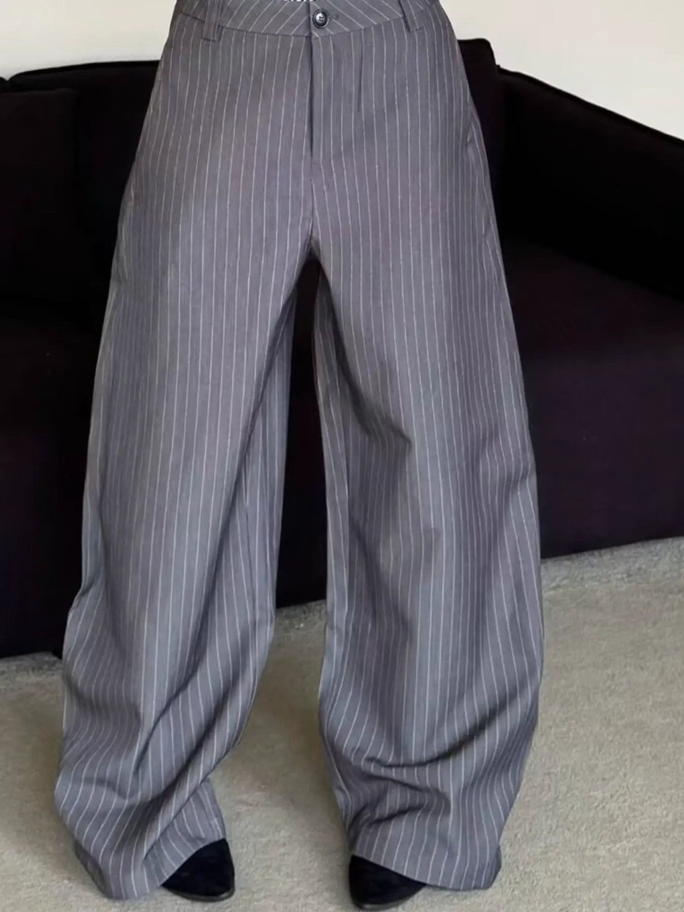 Men's Full Size Wide Leg Striped Pants Plus Size by Partner Label