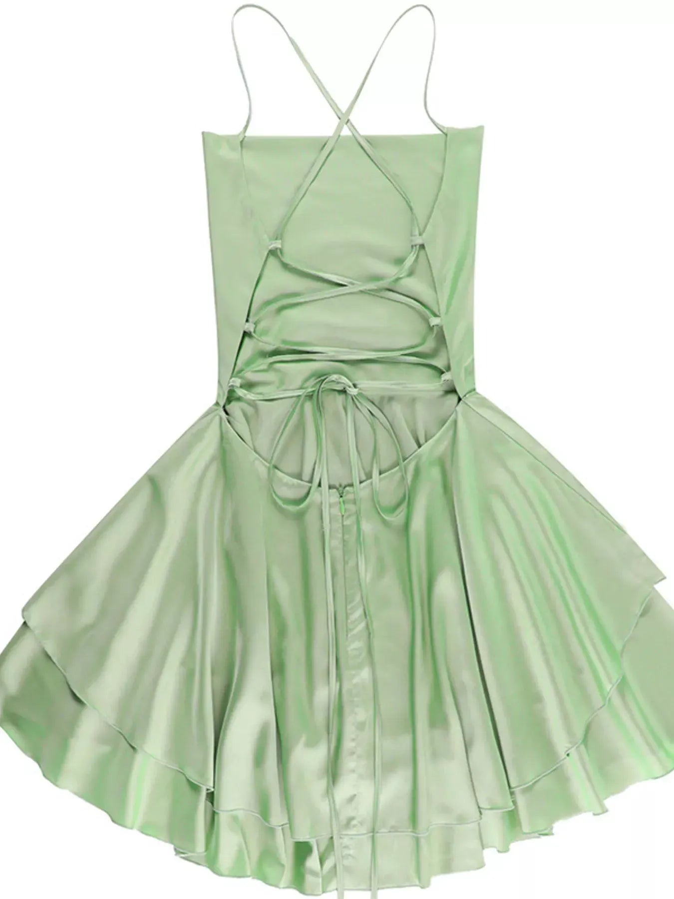 Backless Layered Ruffled Cami Dress by Partner Label