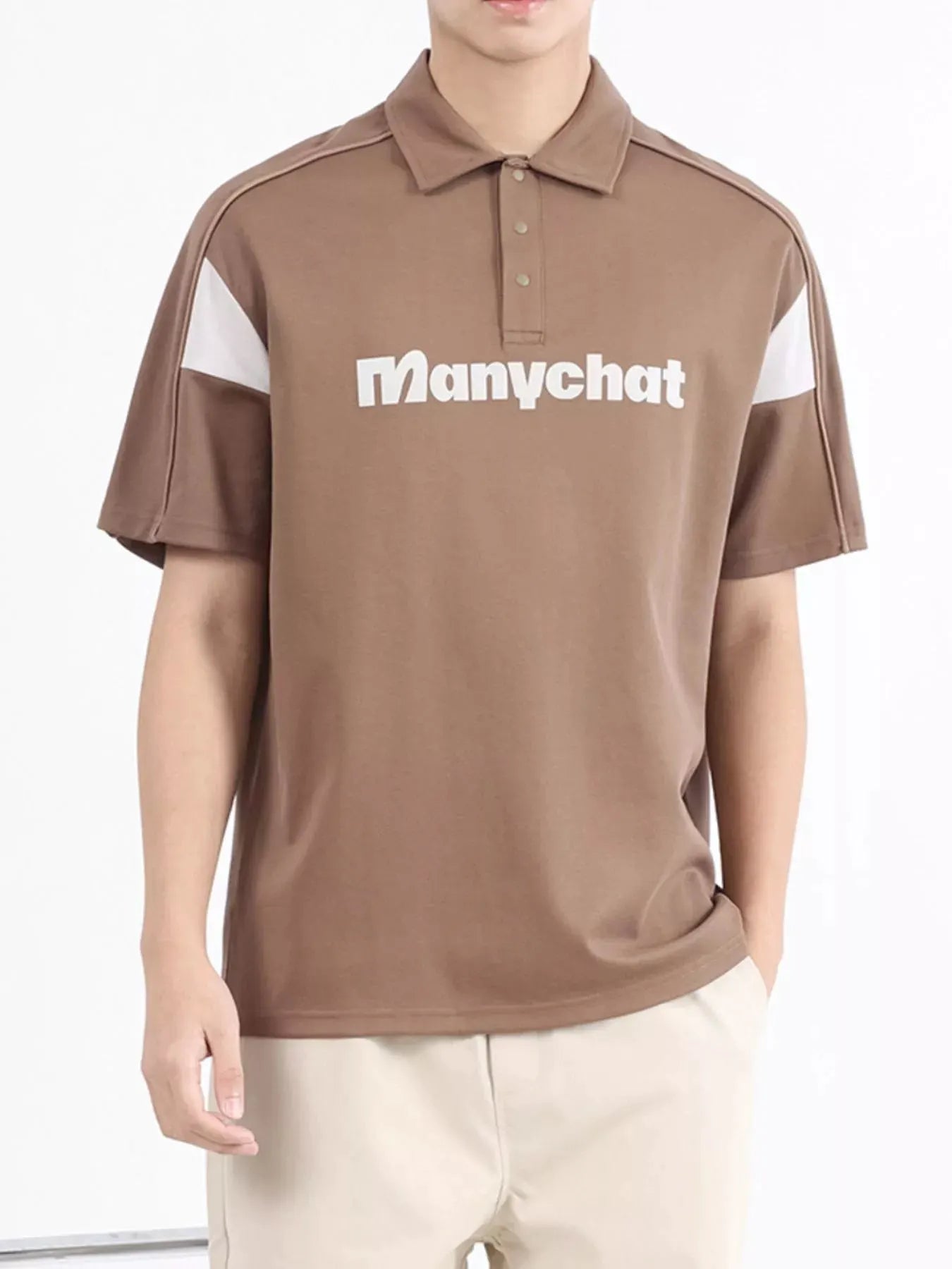 Men's Plus Size Letter Short Sleeve Polo by Trendsi