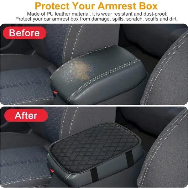 Car Armrest Pad Cover PU Leather Center Console Cushion Anti-Slip by Inland Leather