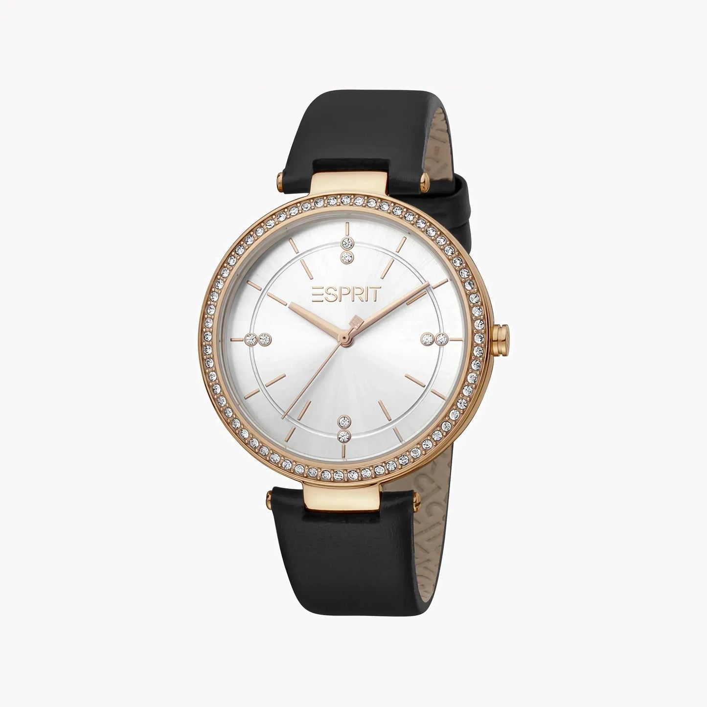 Esprit Women's Black Leather Watch, Silver Dial | Es1l162m0015 by ESPRIT