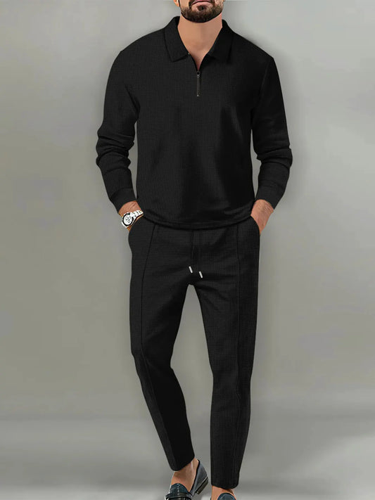 Men's Full Size Long Sleeve Top and Pants Set Plus Size by Trendsi