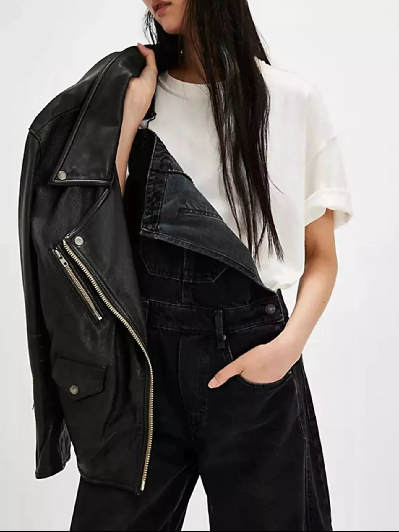 Wide Strap Wide Leg Denim Overalls by Partner Labels