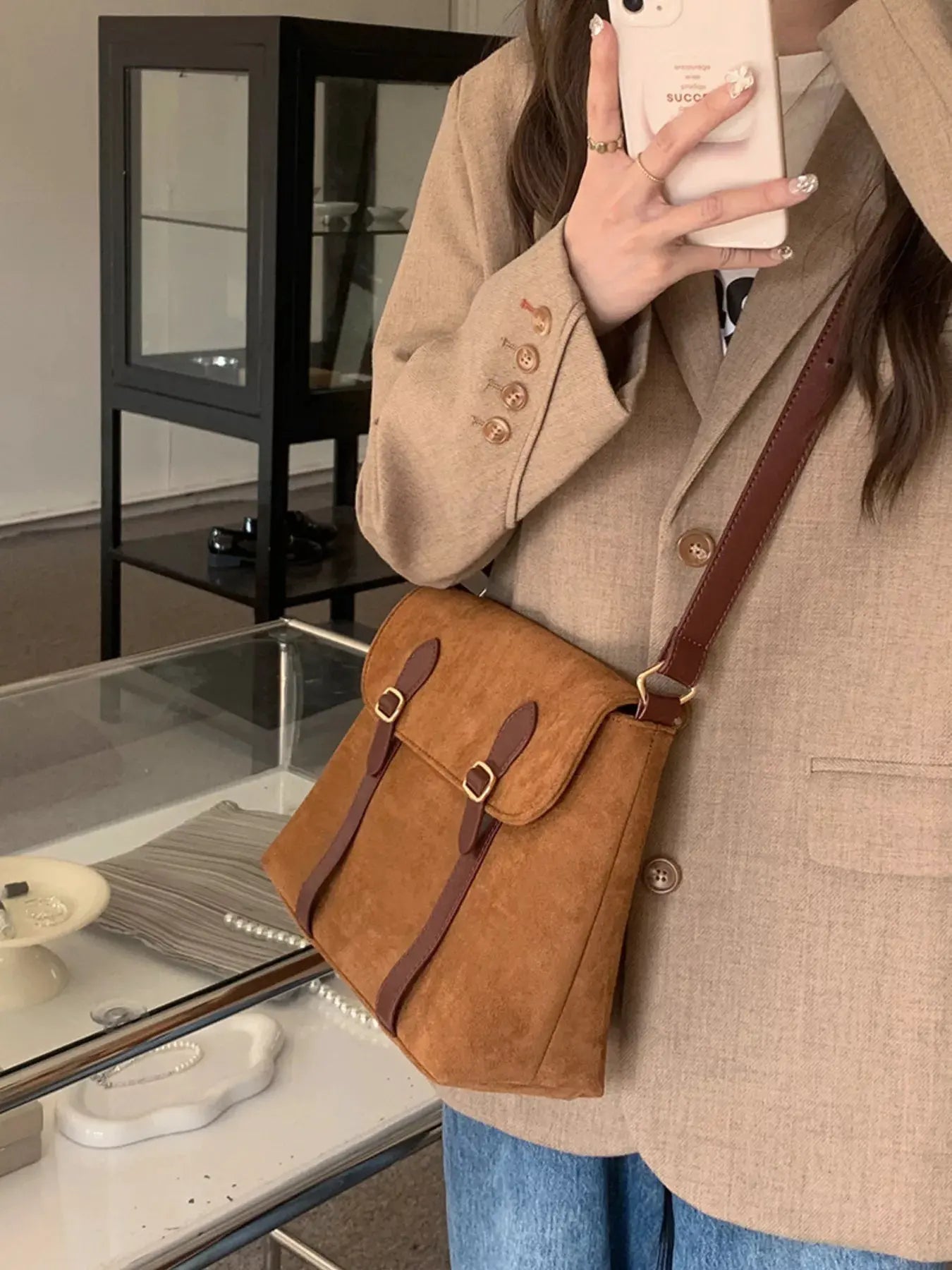 Adjustable Strap Buckle Crossbody Bag by Partner Label