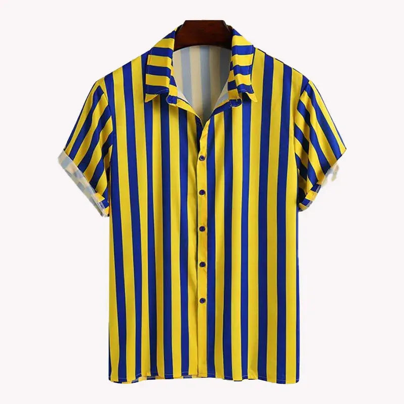 Men's Full Size Striped Button Up Shirt and Shorts Set Plus Size by Trendsi