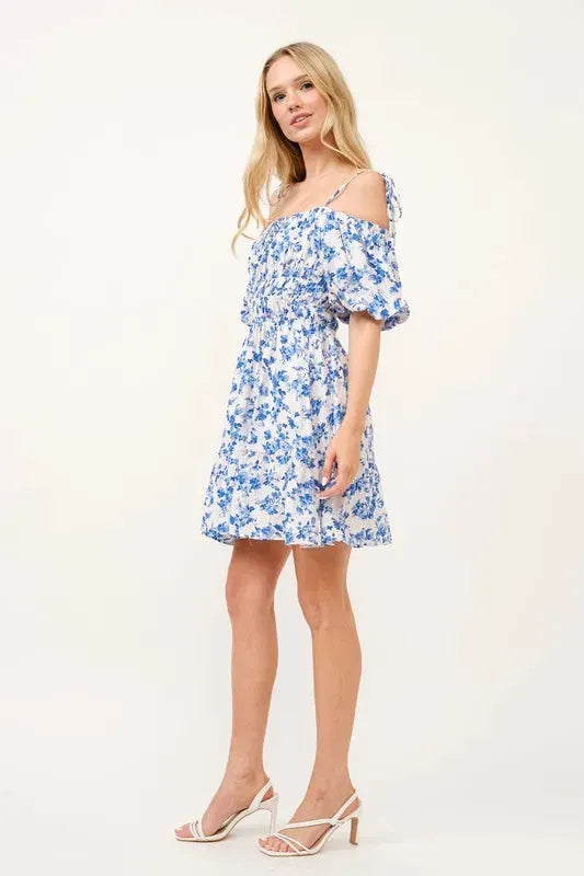 And The Why Off Shoulder Bubble Sleeve Dress by And The Why