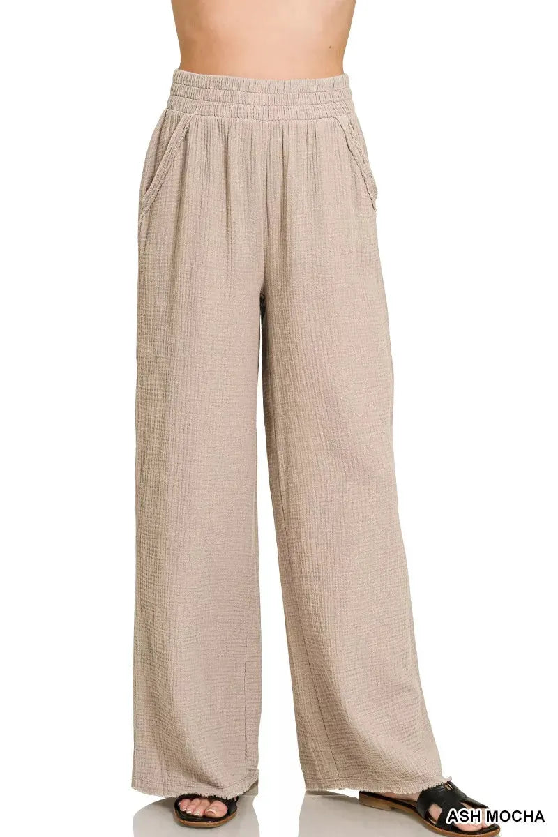 Zenana Double Gauze Lounge Pants by Zenana