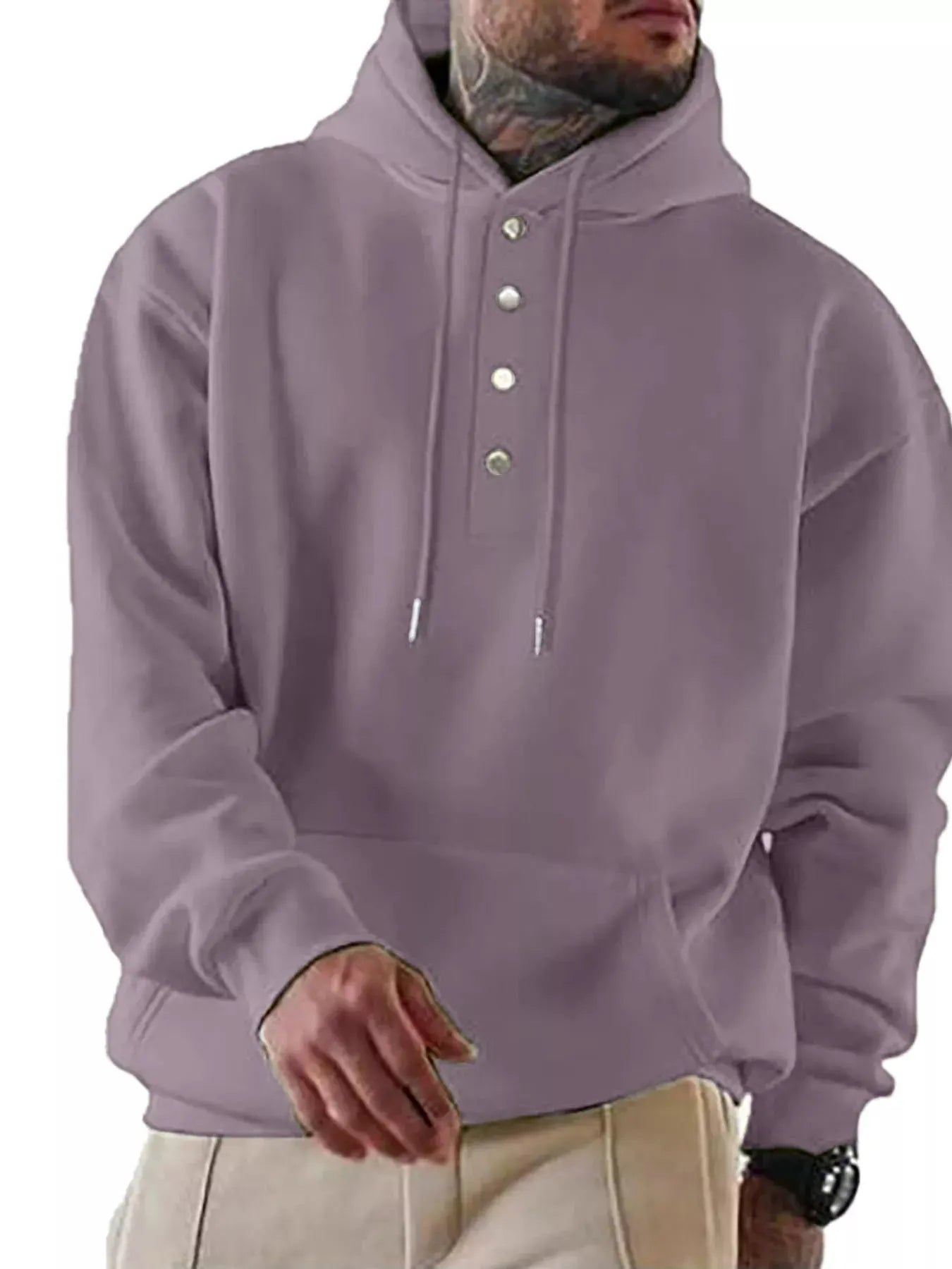 Men's Full Size Drawstring Kangaroo Pocket Hoodie Plus Size by Partner Label