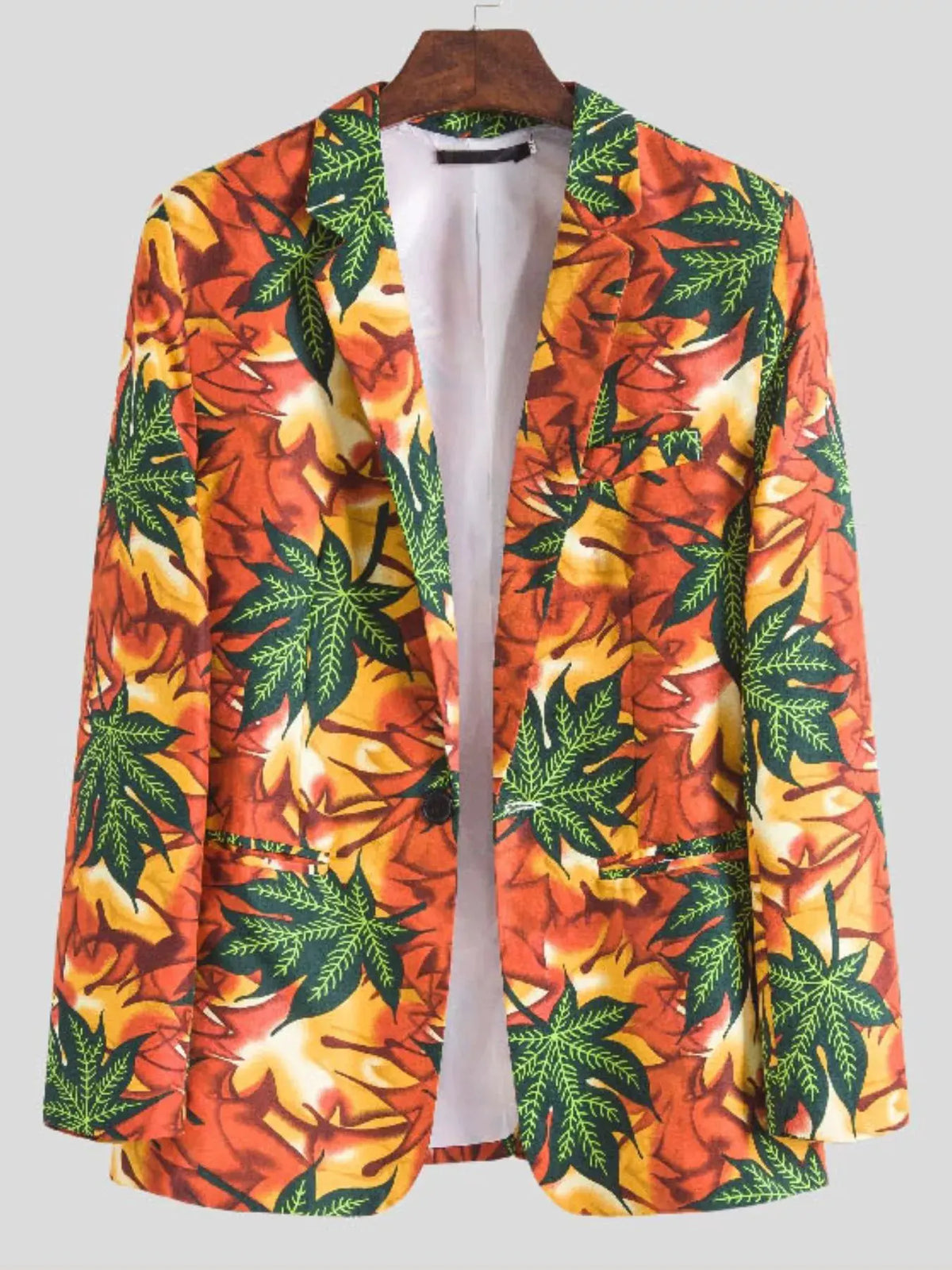 Men's Plus Size Vibrant Leaf Print Blazer by Trendsi