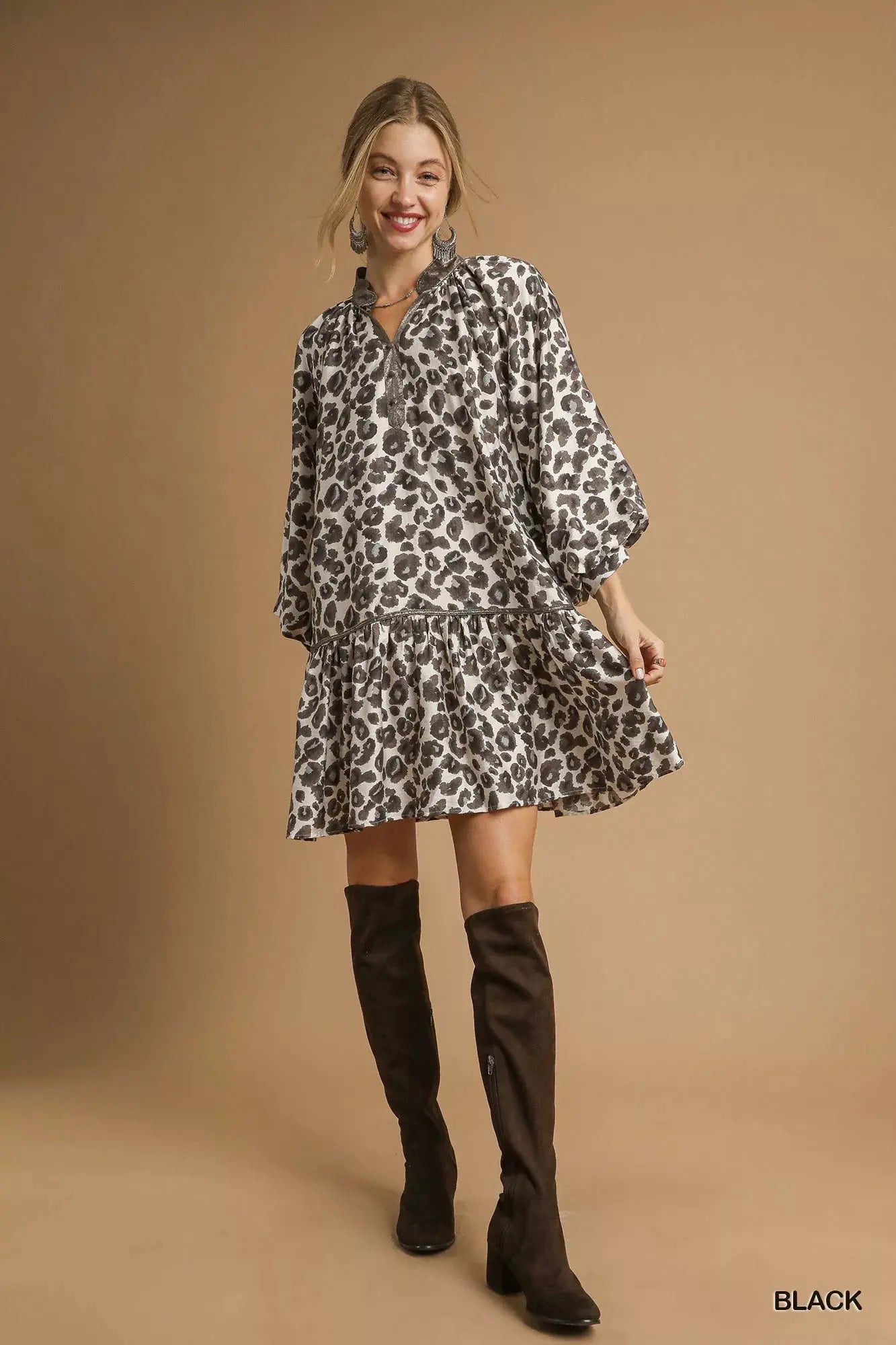 Umgee Leopard Print Tiered Mini Dress by Umgee