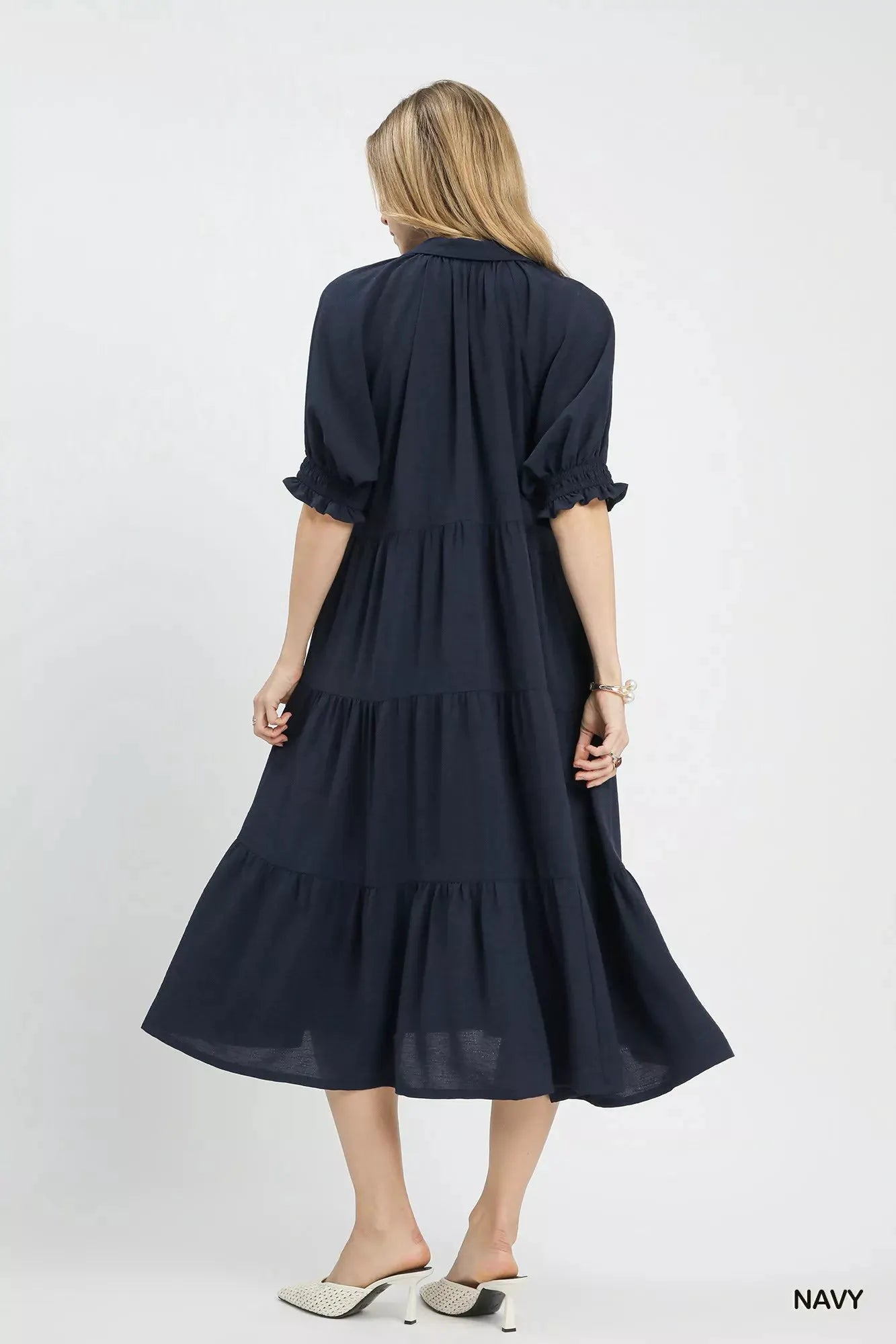 Umgee Solid Tiered Midi Dress by Umgee